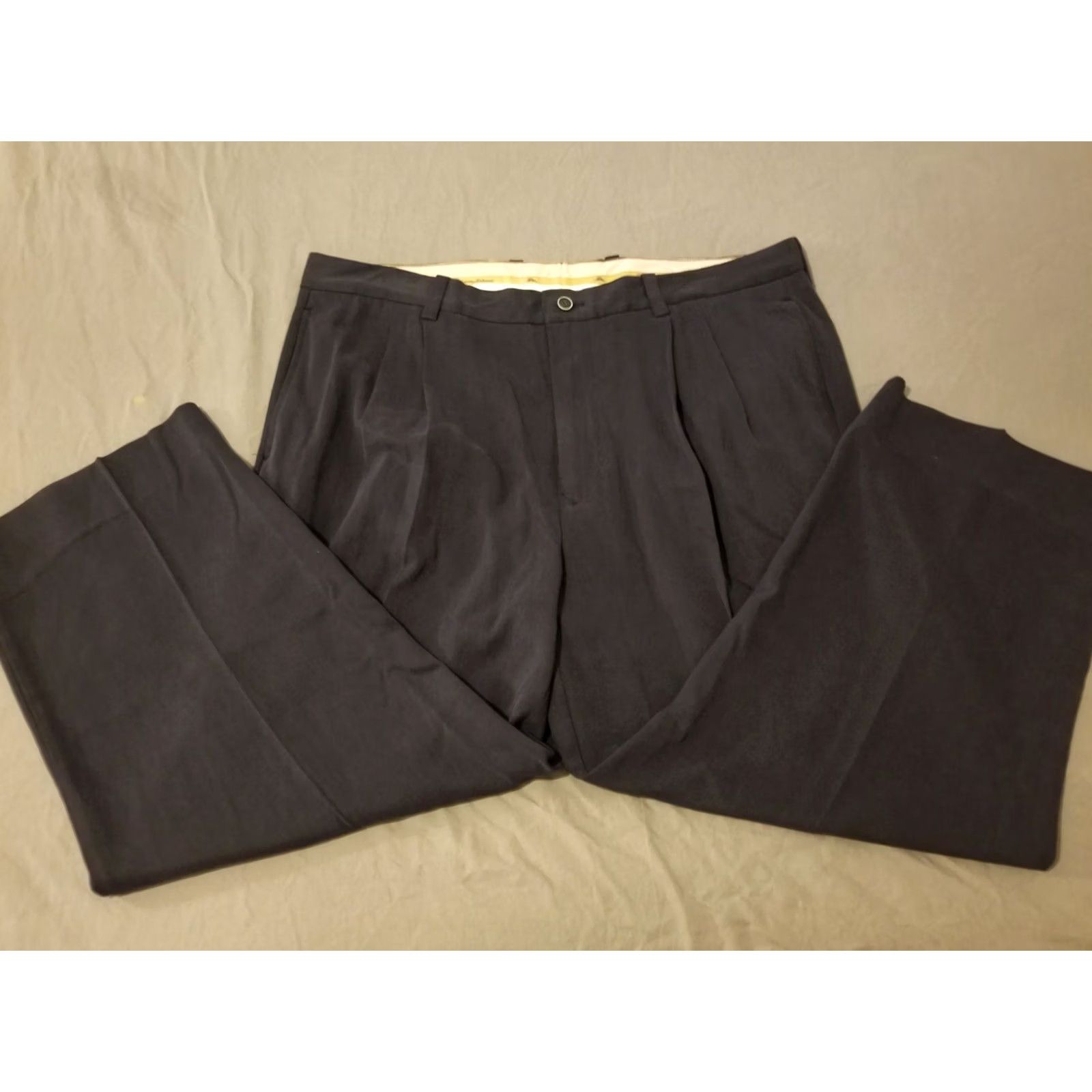 Tommy Bahama Tommy Bahama Dress Mens 38 Silk Pants 38x25 Navy Slack Chino Trouser Size US 38 / EU 54 - 4 Thumbnail