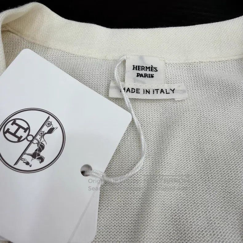Hermes Hermes Ivory Silk Cotton Zip-Up Cardigan Jacket Size XS / US 0-2 / IT 36-38 - 3 Thumbnail