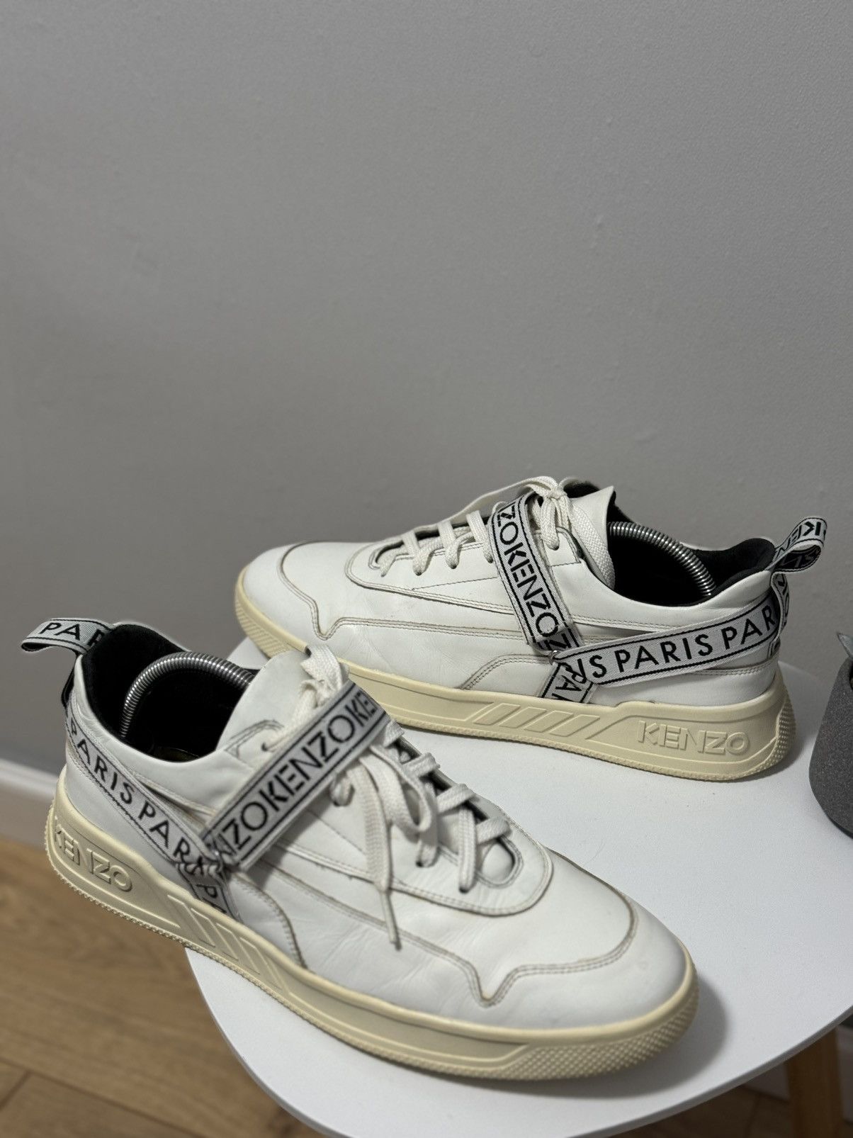Kenzo KENZO PARIS White Leather Cross Strap Sneakers Trainers Sz43 Size US 10 / EU 43 - 5 Thumbnail