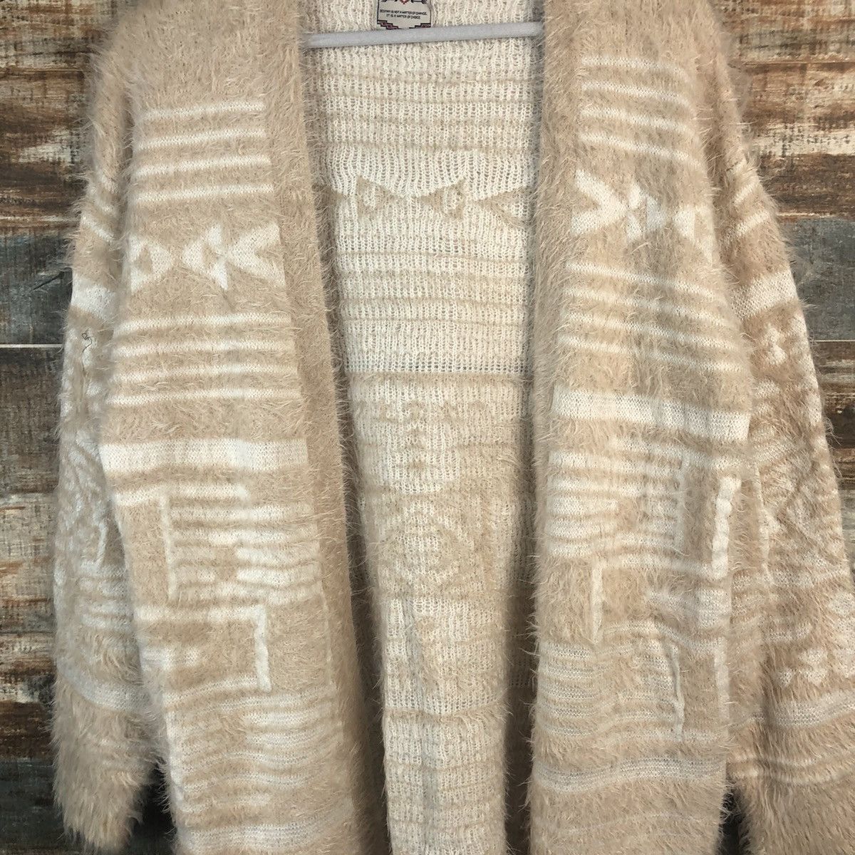 Japanese Brand DL Denifits Navajo fur shaggy mohair Cardigan Knitwear #C333 Size L / US 10 / IT 46 - 5 Thumbnail