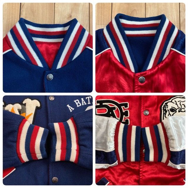 Bape 🔥Reversible🔥 BAPE Logo Melton Wool Varsity Jacket Kanye NIGO Size US XL / EU 56 / 4 - 8 Thumbnail