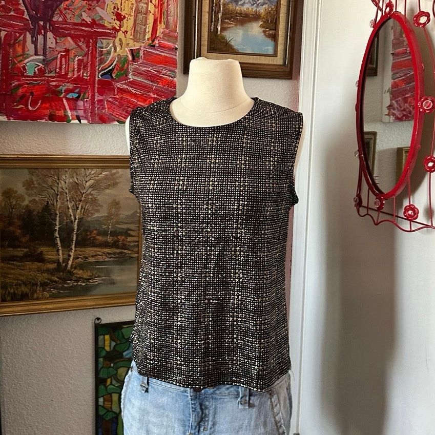 George george gold sparkly black tank top Size M / US 6-8 / IT 42-44 - 1 Thumbnail