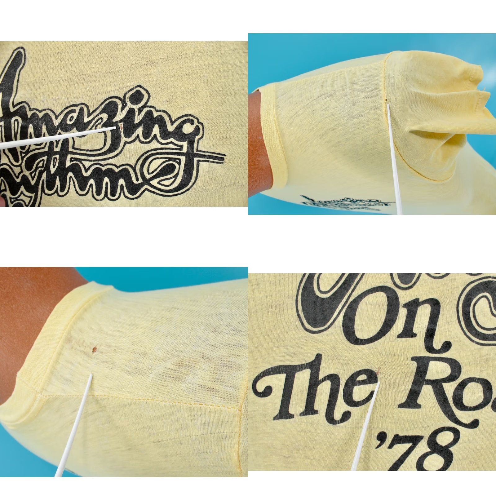 Vintage VTG Mens 70s Amazing Rhythm Aces '78 Tour TShirt XS Band T-shirt On The Road Vintage 70s Graphic Tee Mens XS Yellow Size US XS / EU 42 / 0 - 8 Thumbnail
