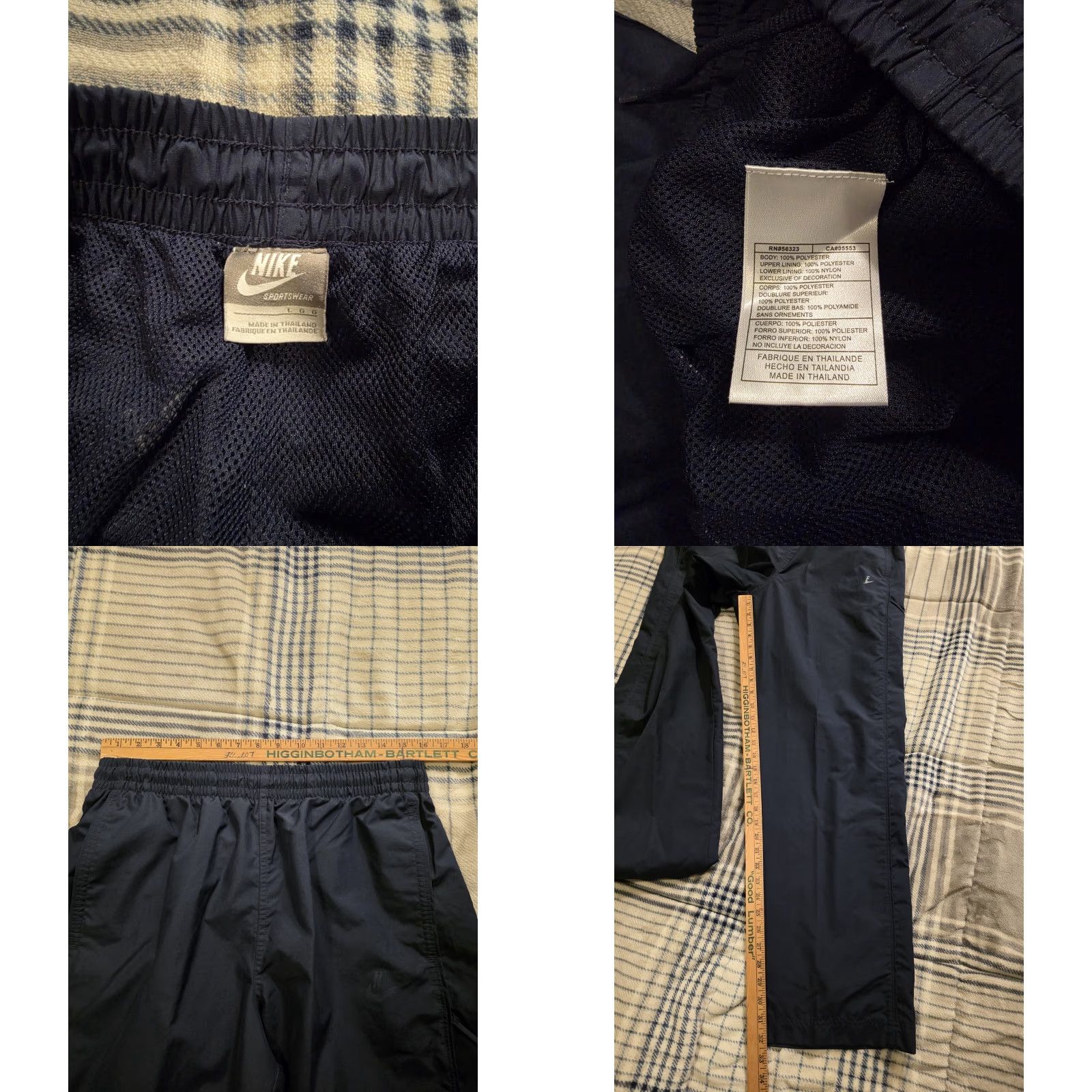 Nike VINTAGE Nike Track Pants Windbreaker Wide-Leg Ankle Zip Lined Navy Blue Large Size US 33 - 8 Thumbnail