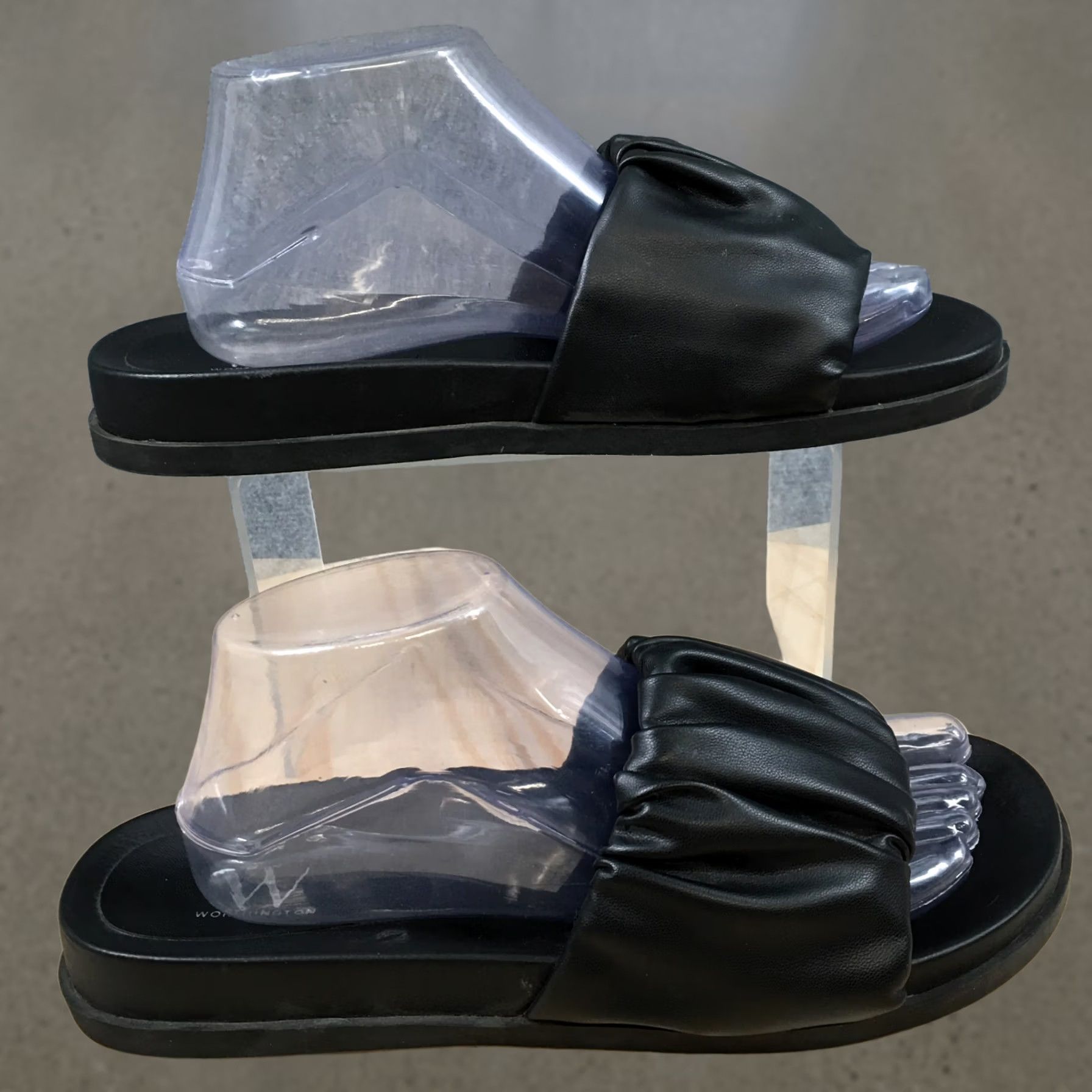 Worthington Worthington Sandals Womens 8.5 M Wor Ginser Ruched Slide Black Slip On Comfort Shoes Size US 9 / IT 39 - 1 Thumbnail