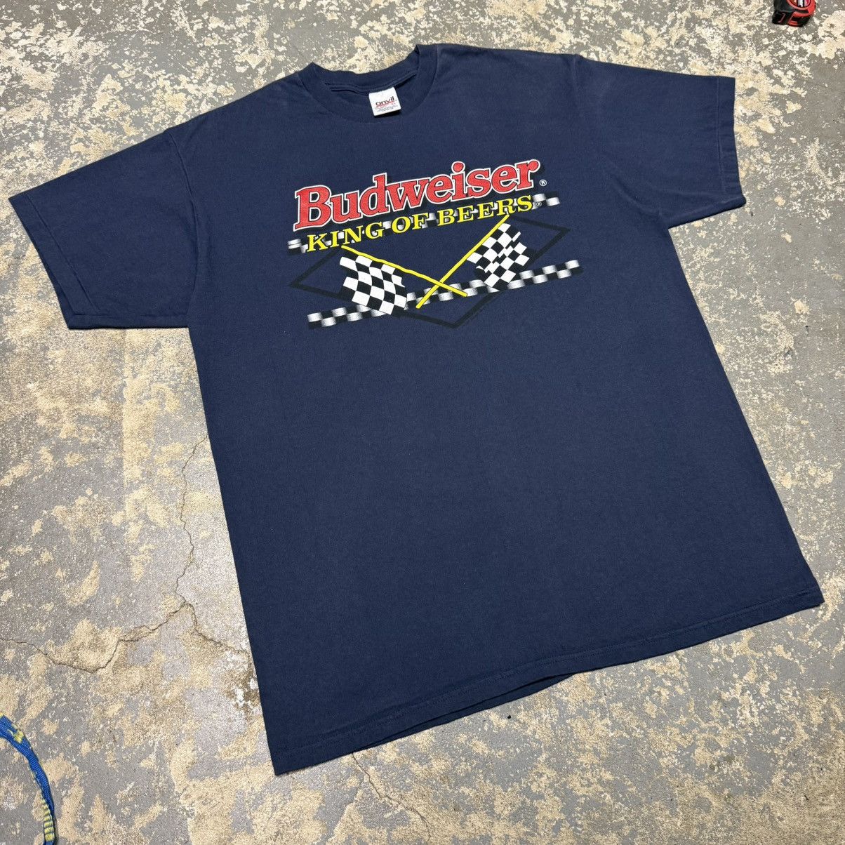Vintage Vintage Budweiser King Of Beer Navy Racing Tshirt 90s Size US XL / EU 56 / 4 - 7 Thumbnail