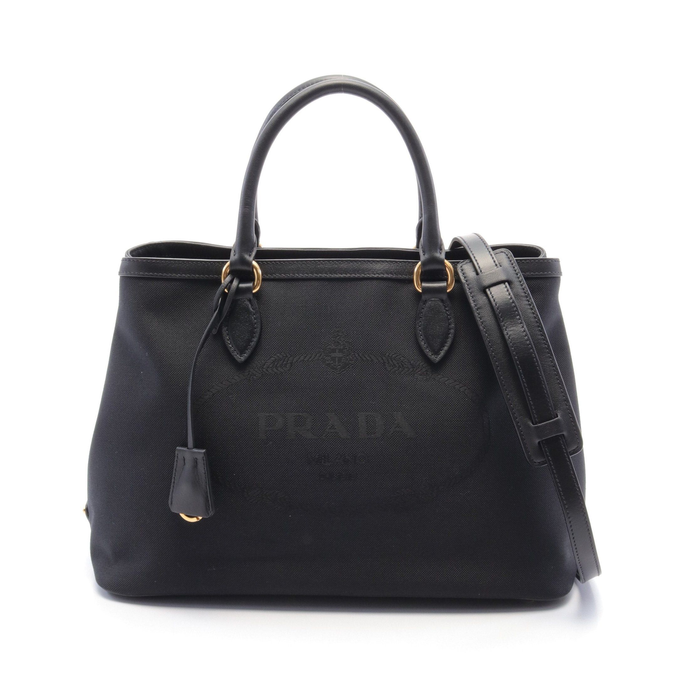 Prada Prada Handbag Canvas Leather Black Size ONE SIZE - 1 Thumbnail