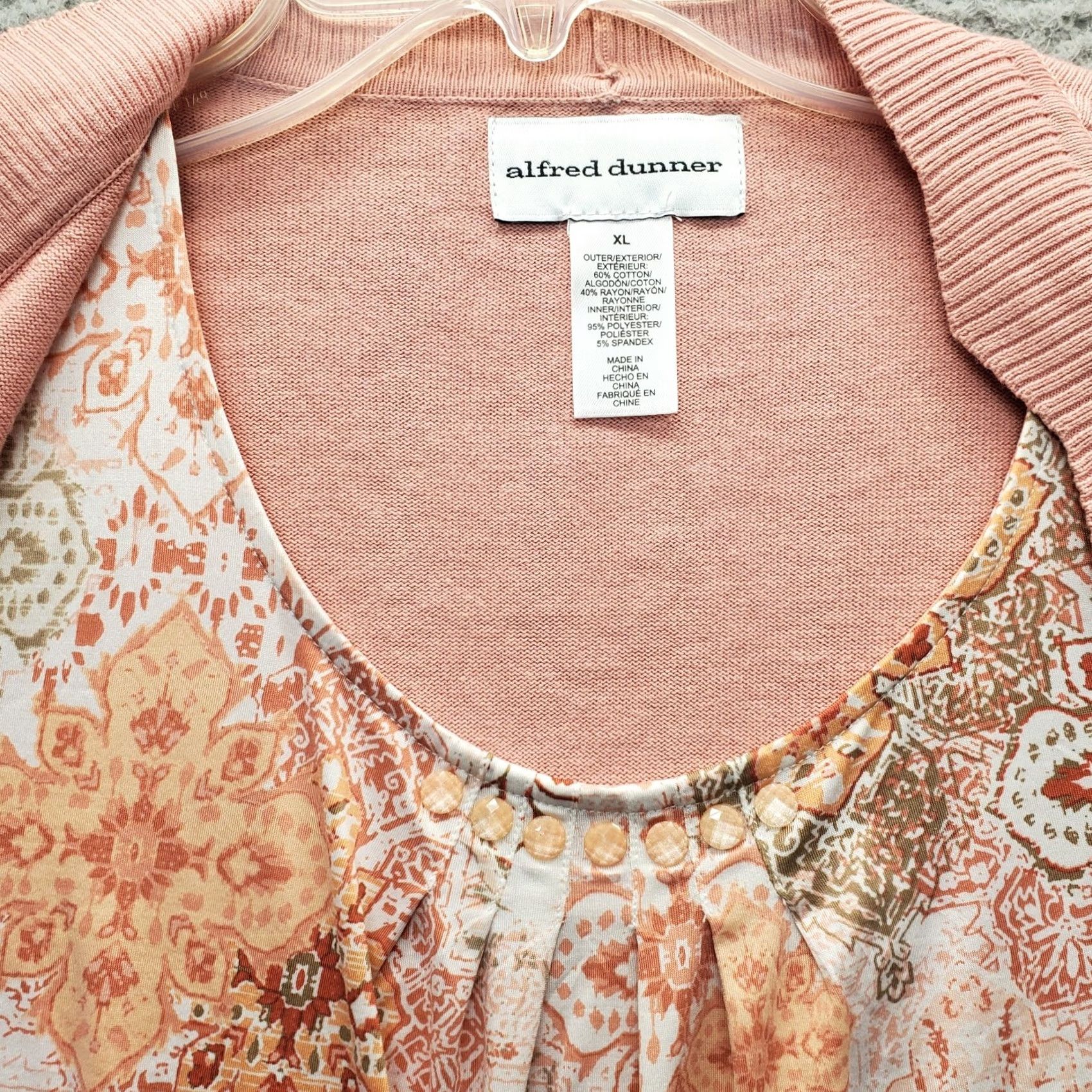 Vintage Alfred Dunner Cardigan Womens XL Pink Floral Pleat Edge Scalloped Edge Detail Vintage: No Size XL / US 12-14 / IT 48-50 - 6 Thumbnail