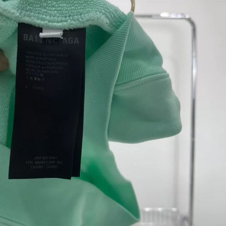 Balenciaga Balenciaga Mint Green Reversible Embroidered Hoodie Size US S / EU 44-46 / 1 - 5 Thumbnail