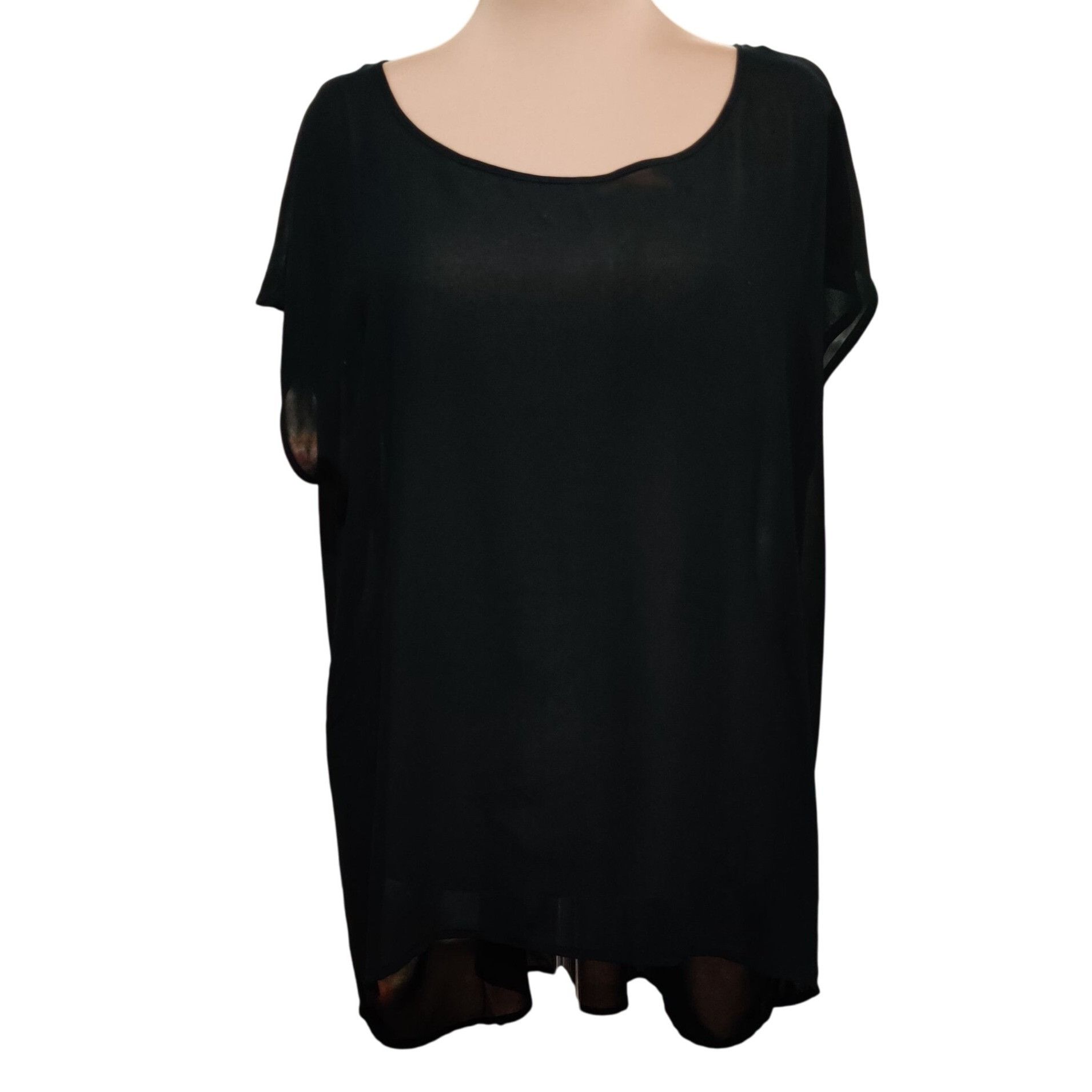 Other Forever 21+ 2X Black Sheer Dolman Sleeve Plus Size Tunic Top Size XXL / US 16-18 / IT 52-54 - 1 Thumbnail