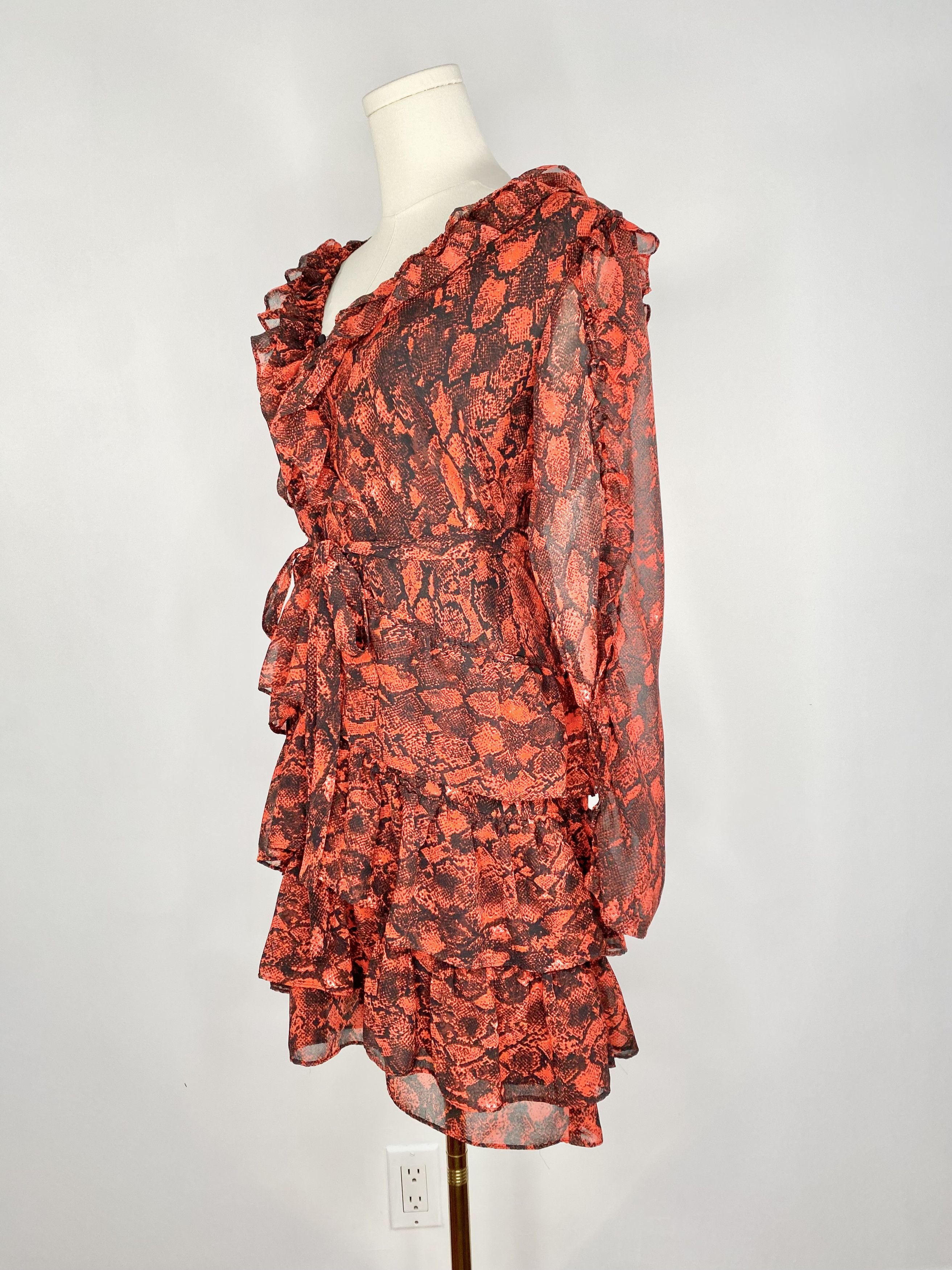Dolls Kill Buffalo, David Bitton - Red Snake Print Dress Size S / US 4 / IT 40 - 8 Thumbnail