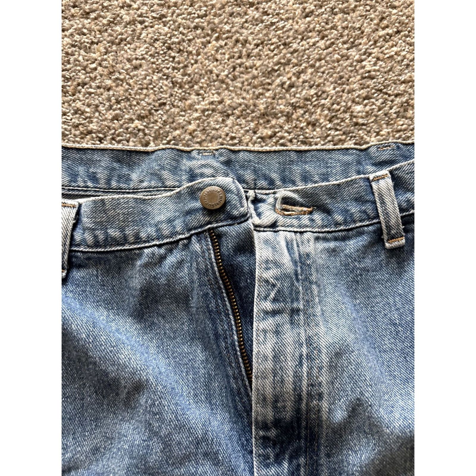 Wrangler VINTAGE Wrangler Jeans 42x30 Denim 5-Pocket 42 Regular Men Blue Cotton Straight Zip Wrangler Brand Mens Pants Artworks? Size US 42 / EU 58 - 2 Thumbnail