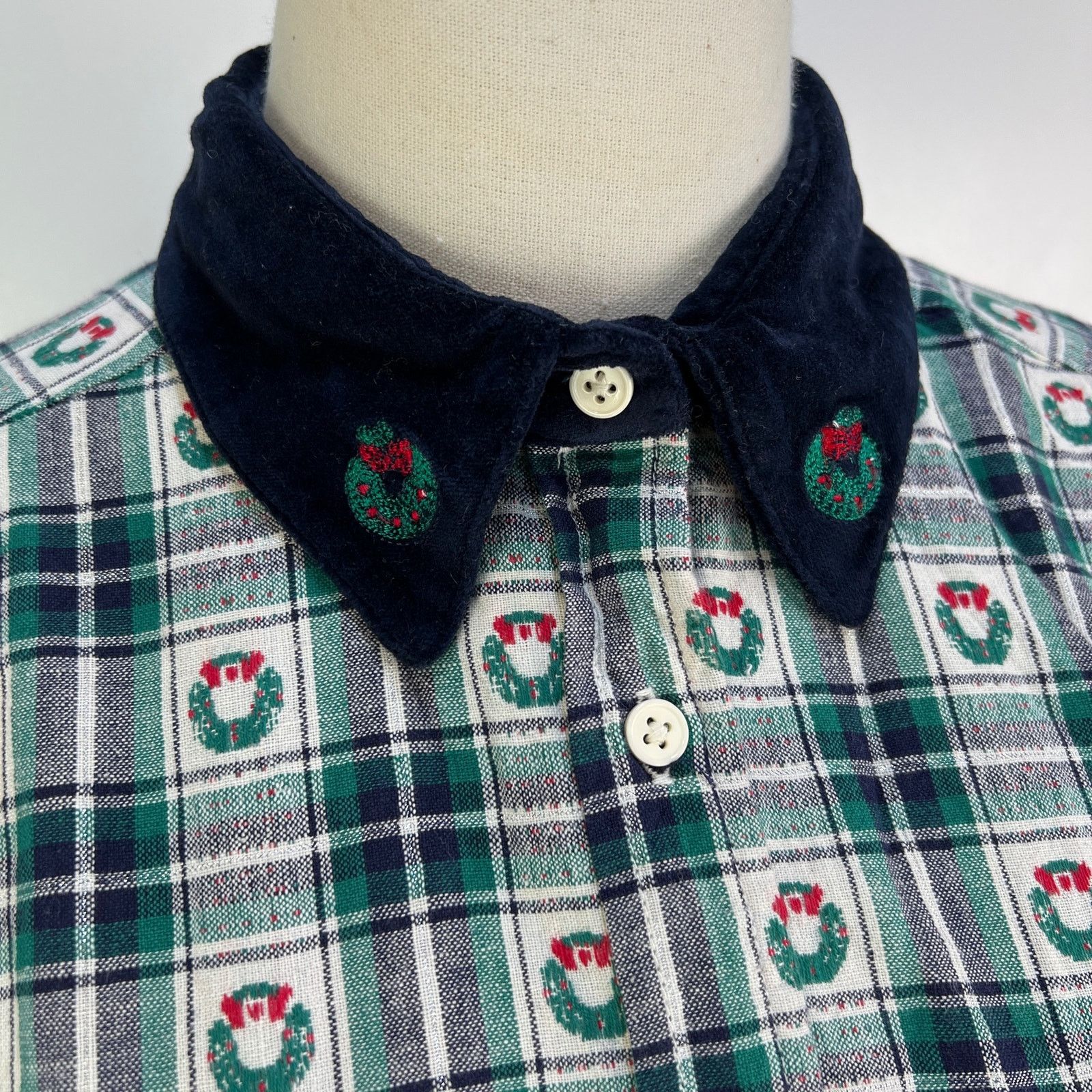 Vintage Vintage Christmas Wreath Button Up Shirt Bobbie Brooks Size L / US 10 / IT 46 - 2 Thumbnail