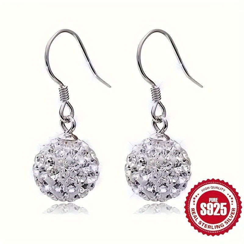 Other NEW Sterling Silver S925 Crystal Ball Drop Earrings For Wome Size ONE SIZE - 3 Thumbnail