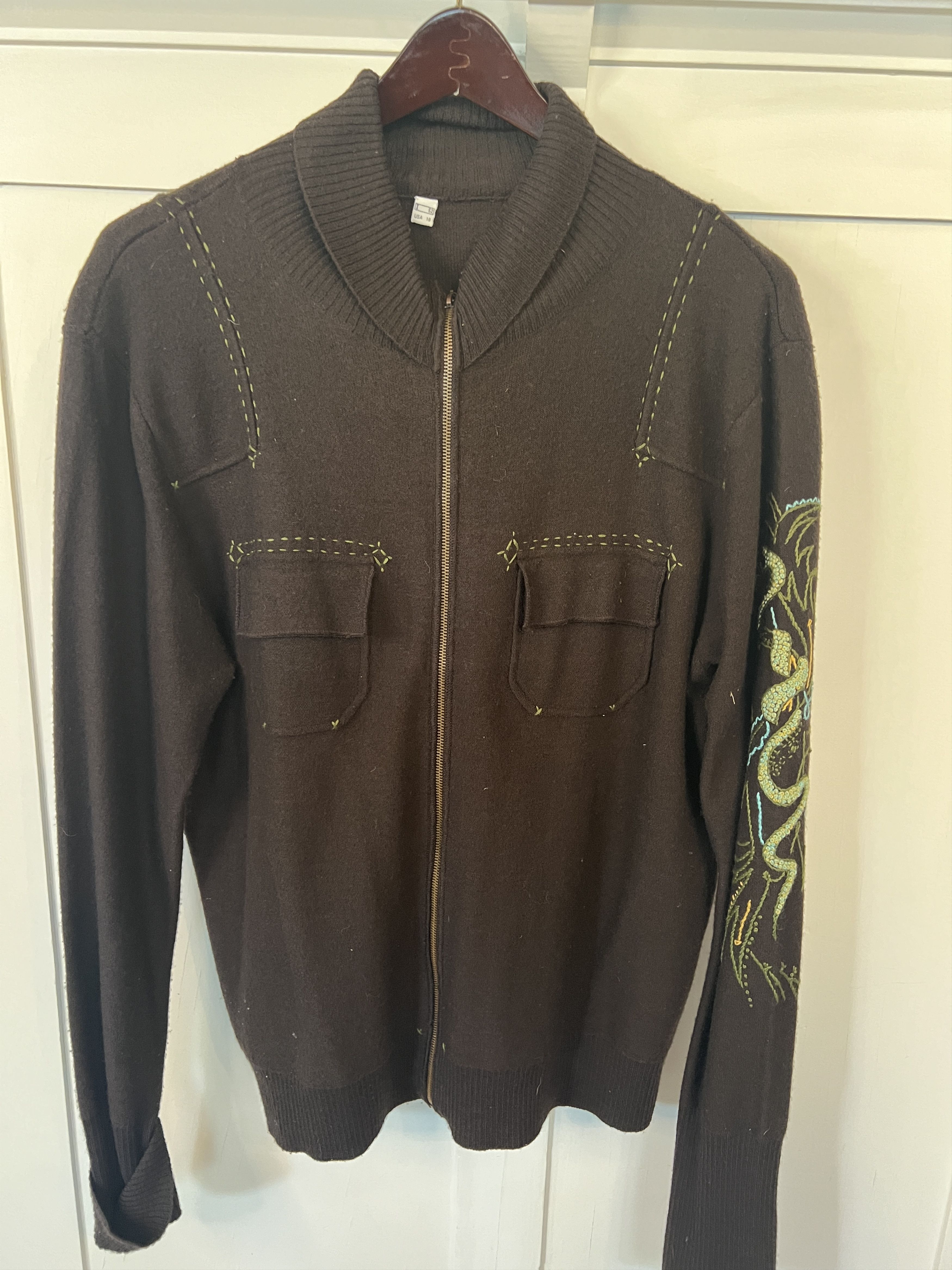 Roberto Cavalli Roberto Cavalli Class wool zip up snake sweater jacket Size US L / EU 52-54 / 3 - 2 Thumbnail