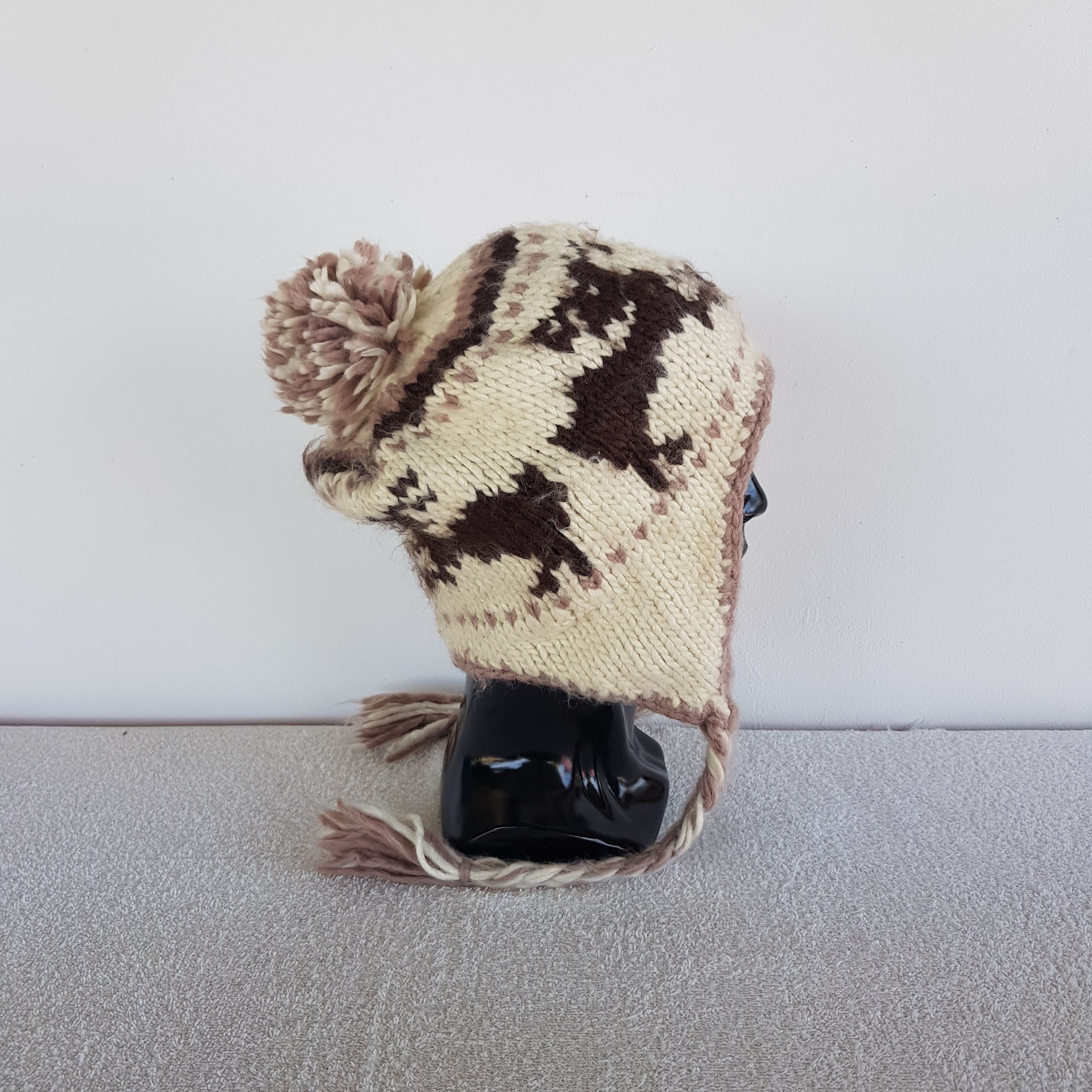 Japanese Brand Vintage Navajo Aztec Deer Earflap Beanie Snow Caps Ski Hats. Size ONE SIZE - 3 Thumbnail