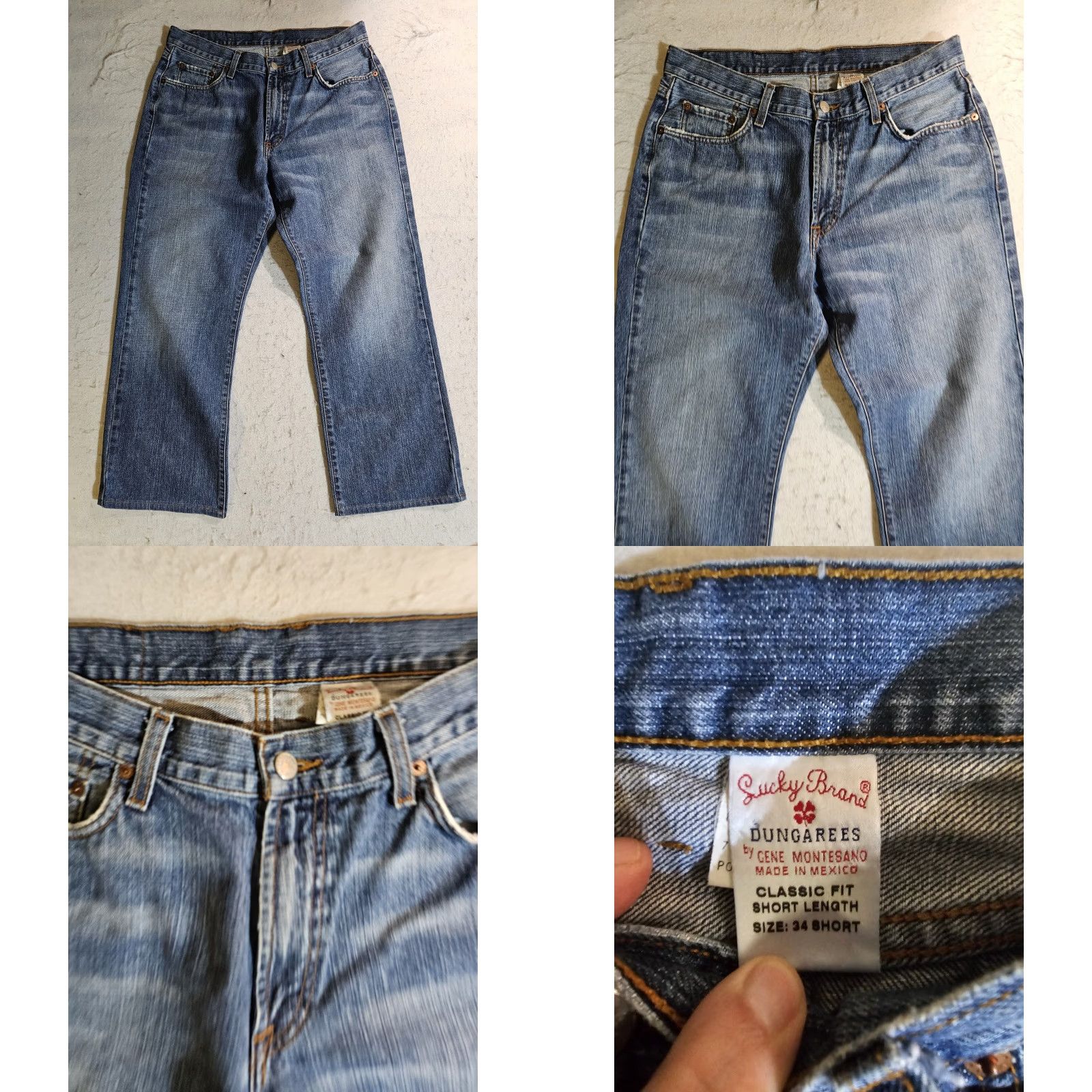 Lucky Brand VINTAGE Lucky Brand Dungarees Distressed Denim Medium Wash Mens Sz 34x29 Size US 34 / EU 50 - 8 Thumbnail