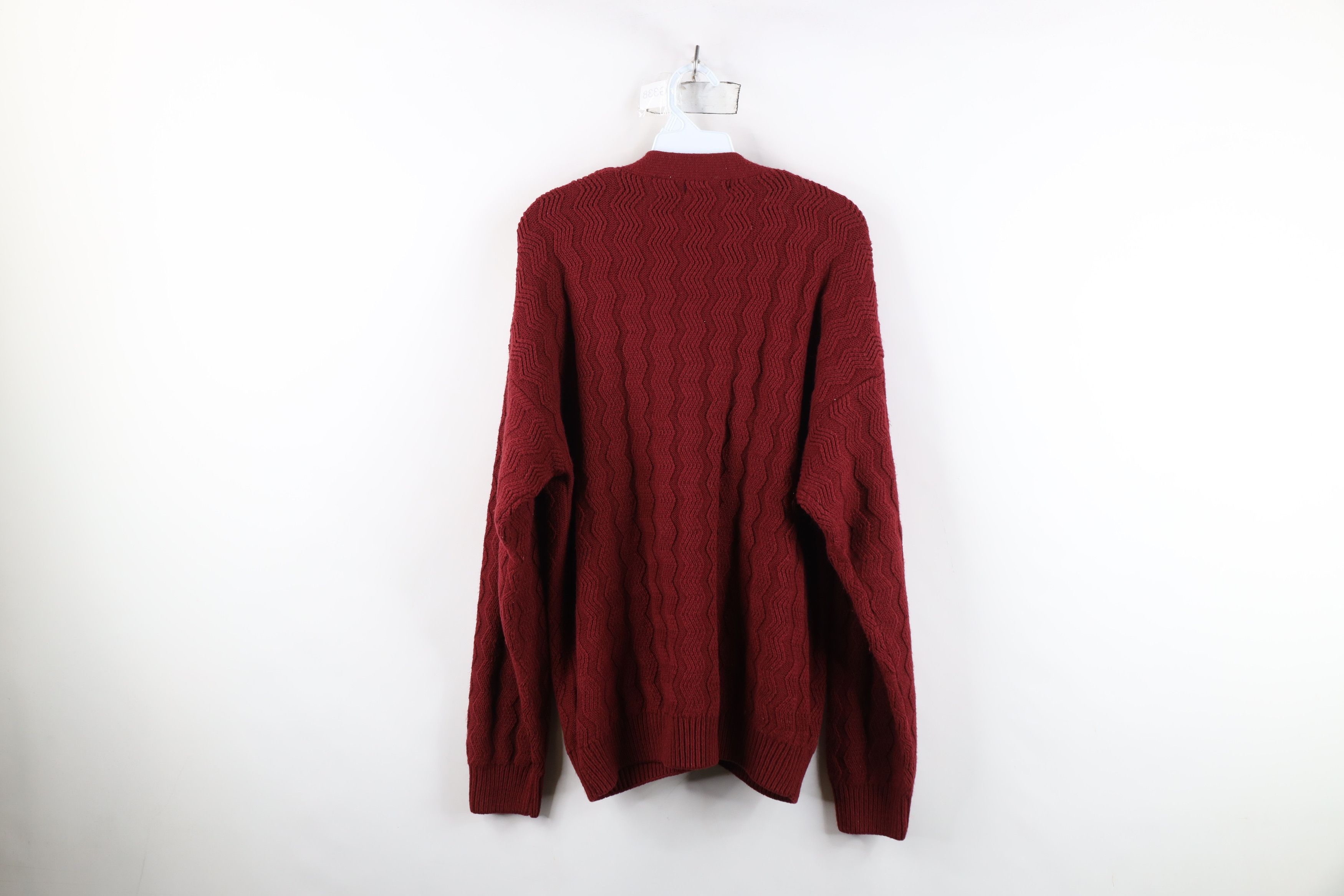 Vintage Vintage 90s Streetwear Zig Zag Wavy Knit Cardigan Sweater Size US XL / EU 56 / 4 - 9 Thumbnail