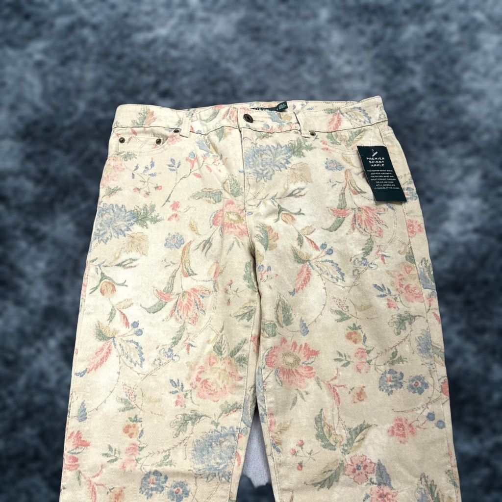 Ralph Lauren VINTAGE Lauren Ralph Lauren Jeans Womens 8 Floral Premier Skinny Ankle Stretch Denim NWT Size 30" / US 8 / IT 44 - 1 Thumbnail