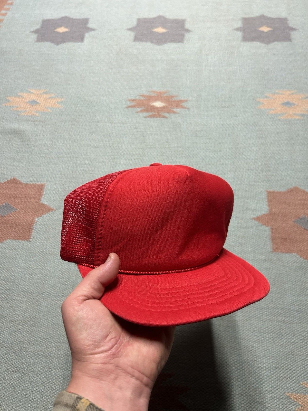 Vintage Vintage trucker hat blank crimson red SnapBack plain rope Size ONE SIZE - 1 Thumbnail