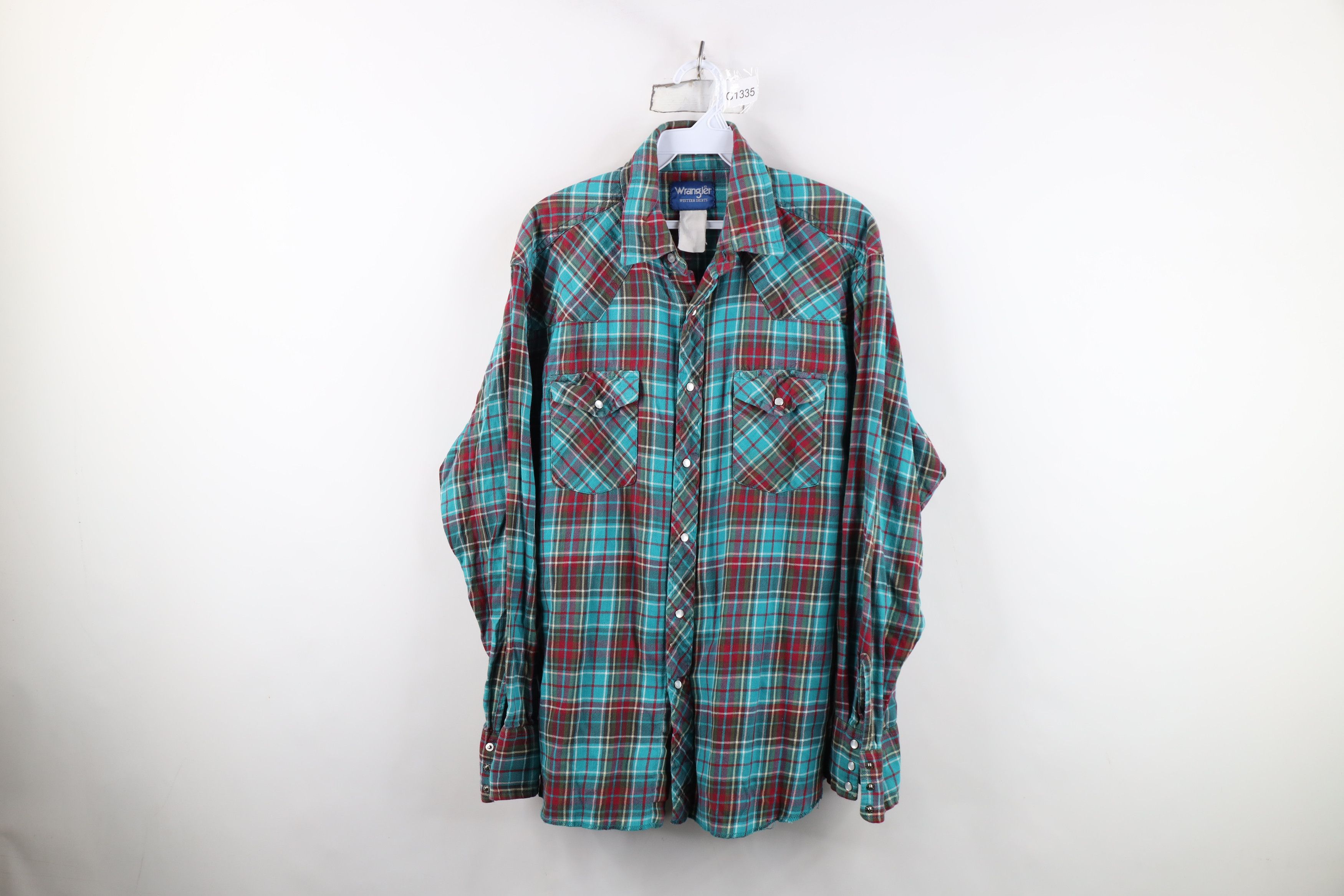 Wrangler Vintage 90s Wrangler Rainbow Plaid Flannel Snap Button Shirt Size US XL / EU 56 / 4 - 1 Thumbnail