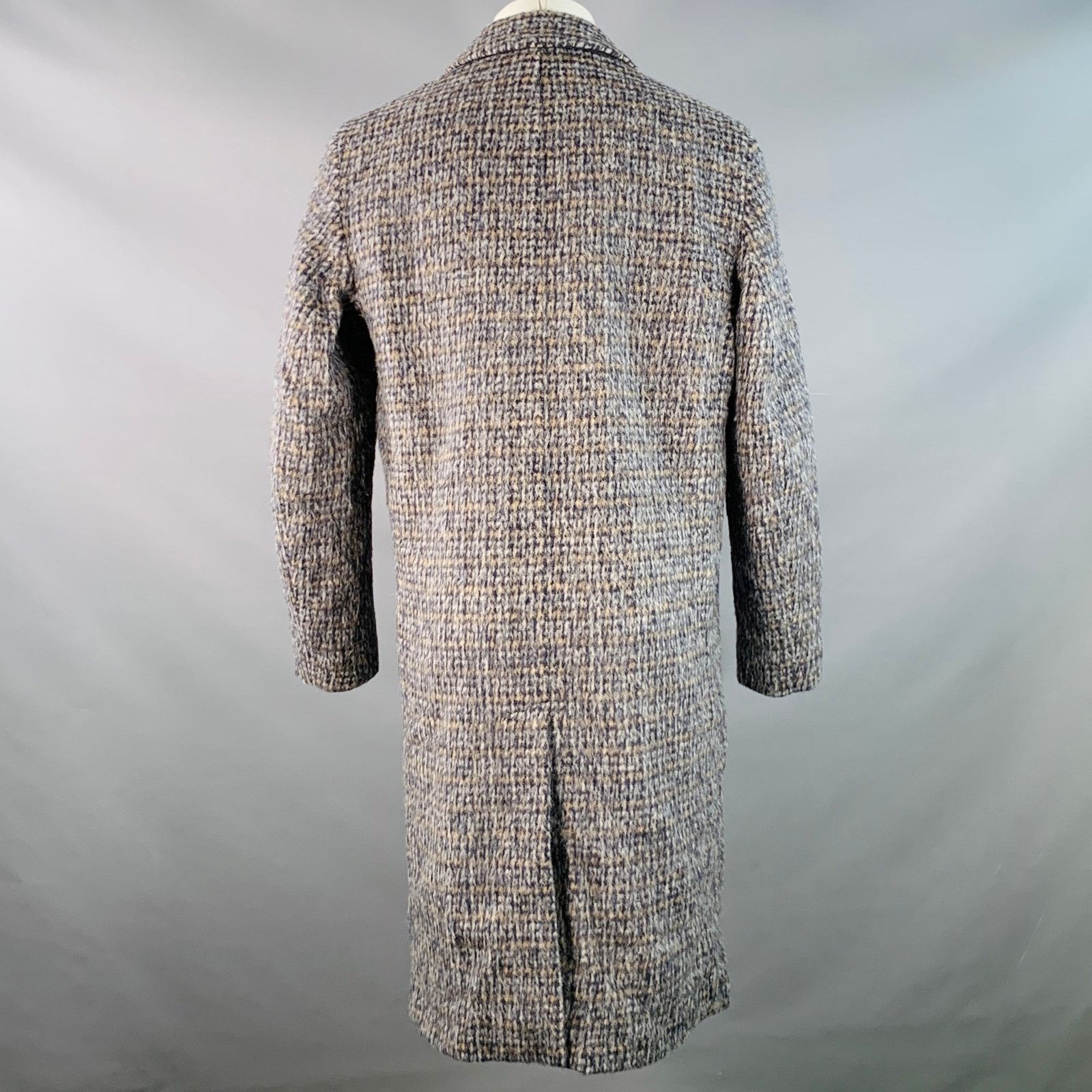 Other Navy Beige Abstract Woven Wool Blend Single Breasted Coat Size US M / EU 48-50 / 2 - 4 Thumbnail