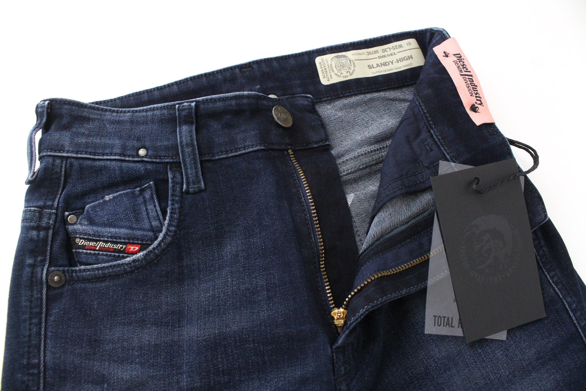Diesel SLANDY-HIGH 0870C W25/L30 Blue Stretch Jeans 70521 Size 25" / US 0 / IT 36 - 5 Thumbnail