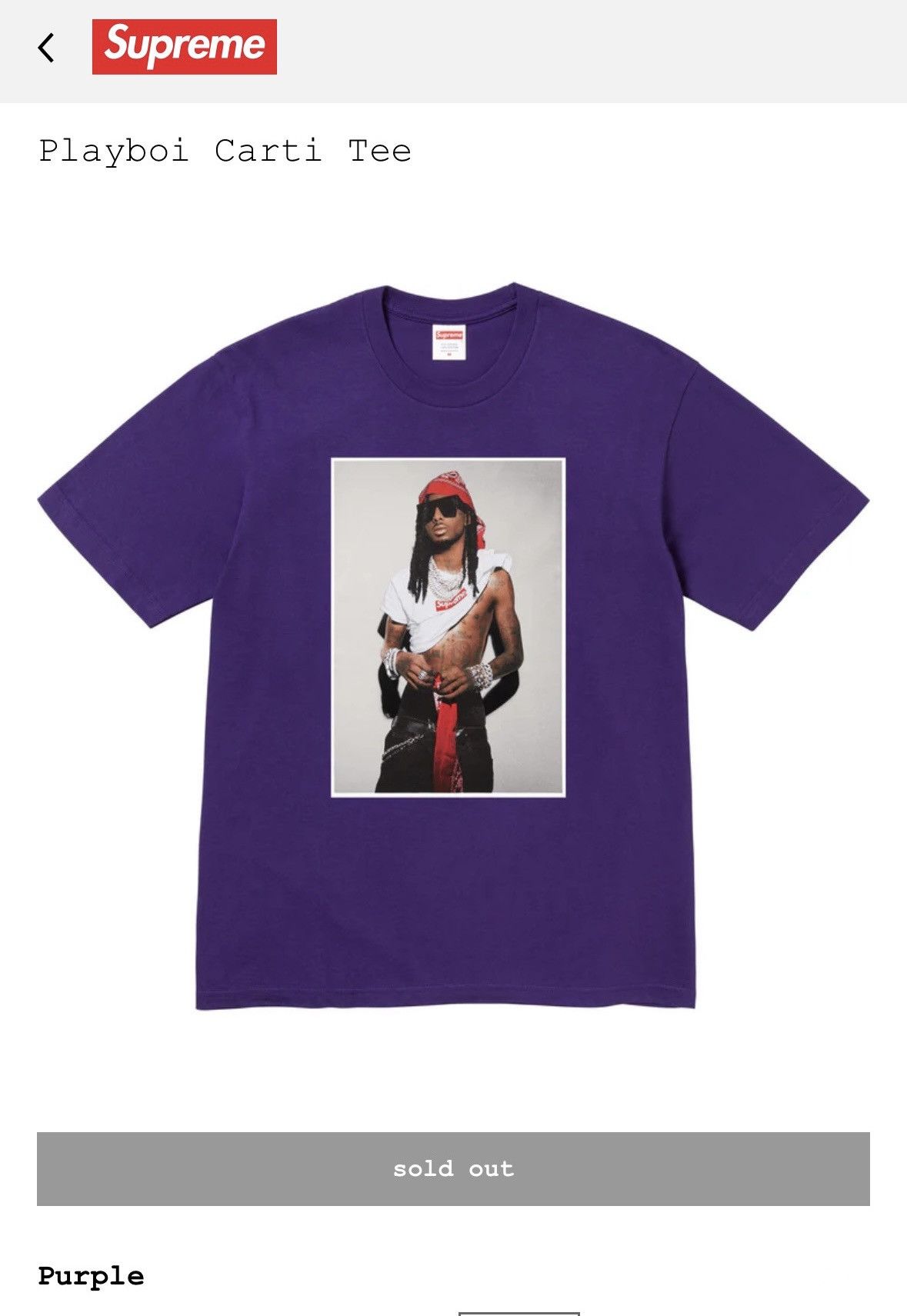 Supreme Playboi Carti Tee Red XLサイズ Supreme Playboi Carti Tee Red (FW25) – STEALPLUG KL