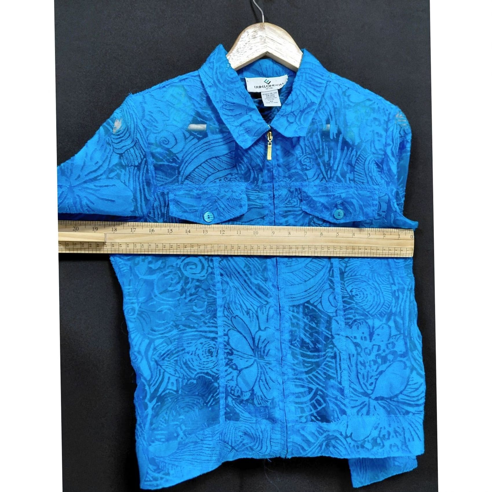 Vintage ERIN LONDON PETITE Blue Jacket Solid Long Sleeve Women PM Size M / US 6-8 / IT 42-44 - 5 Thumbnail