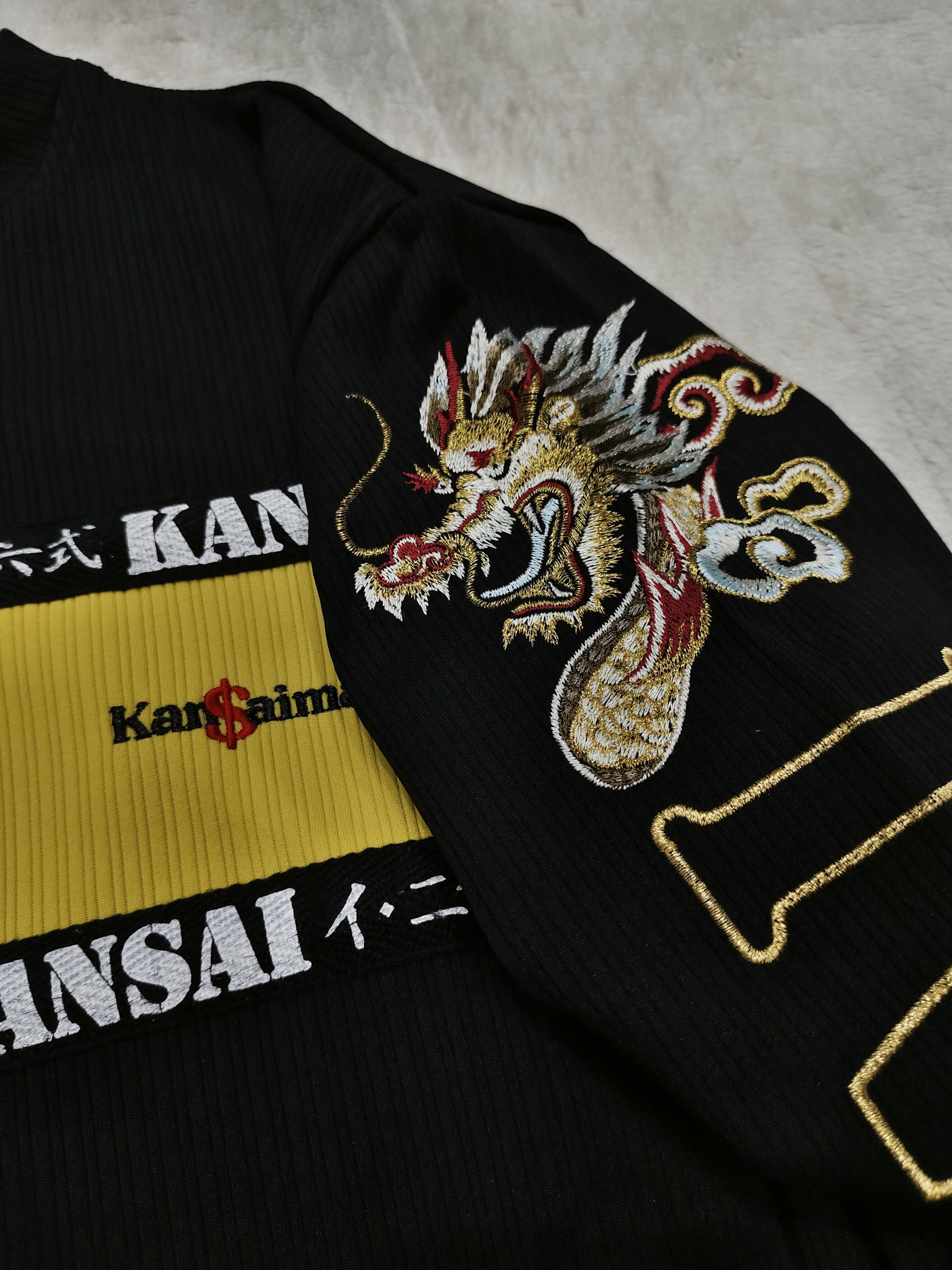 Kansai Yamamoto 90s Kansai Man Archive- Dragon Embroidery Ribbed Long Sleeve Size US M / EU 48-50 / 2 - 5 Thumbnail