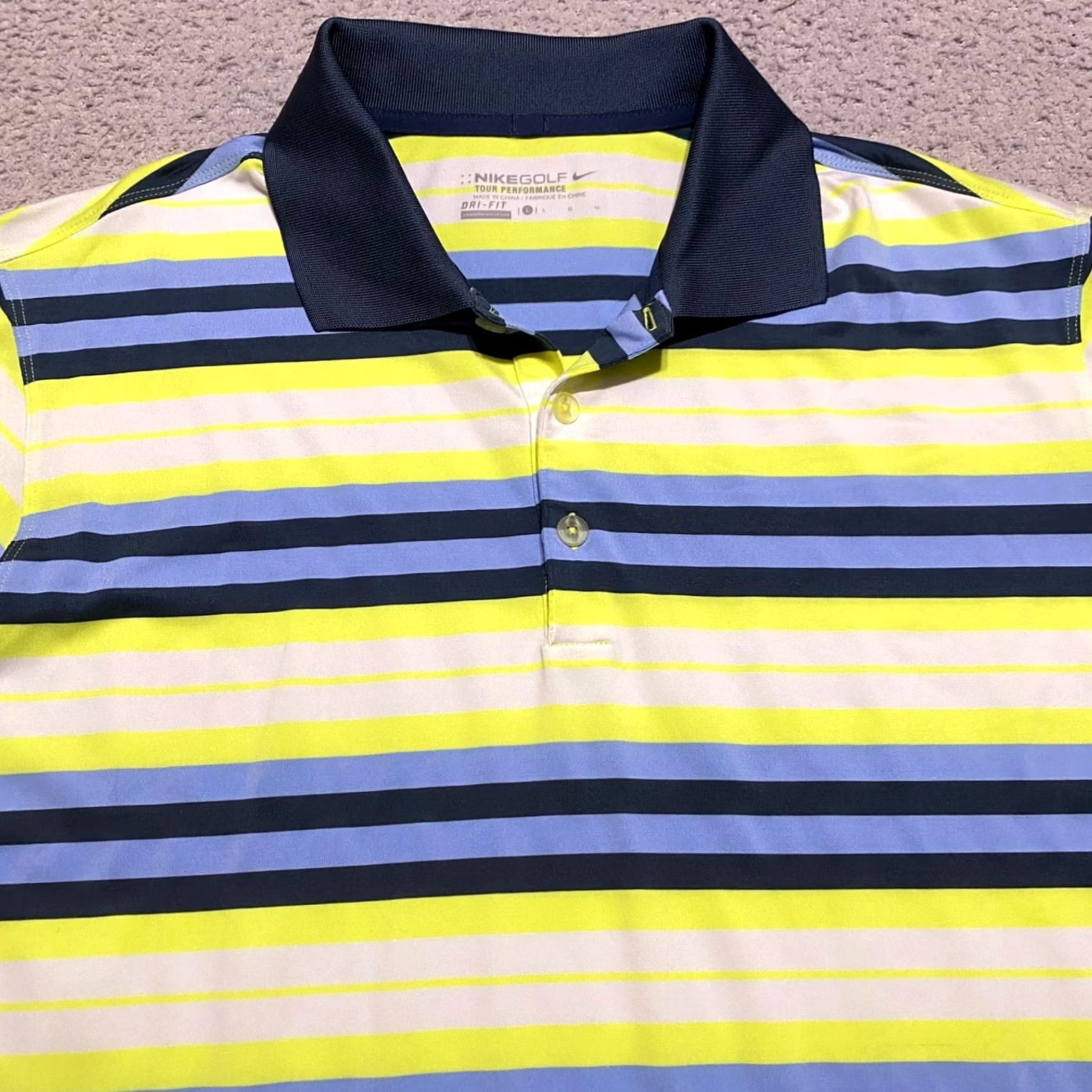 Nike Nike Golf Polo Shirt Mens Large Dri-Fit Multicolor Striped Short Sleeve Polo Size US L / EU 52-54 / 3 - 6 Thumbnail