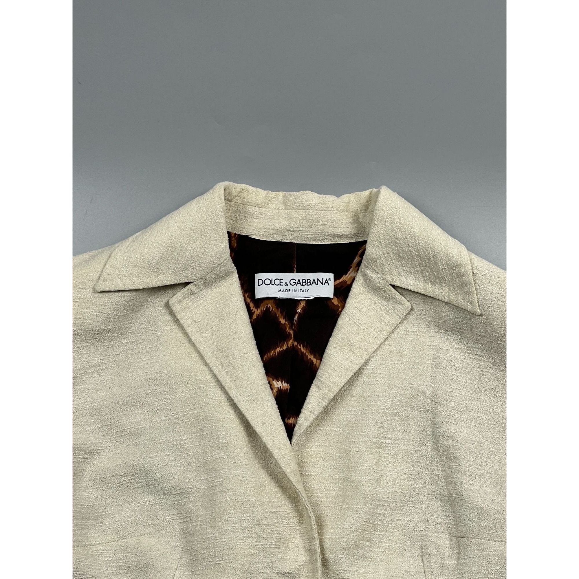 Dolce & Gabbana Dolce & Gabbana Cream White Short Tweed Blazer (Y0760) Size M / US 6-8 / IT 42-44 - 3 Thumbnail