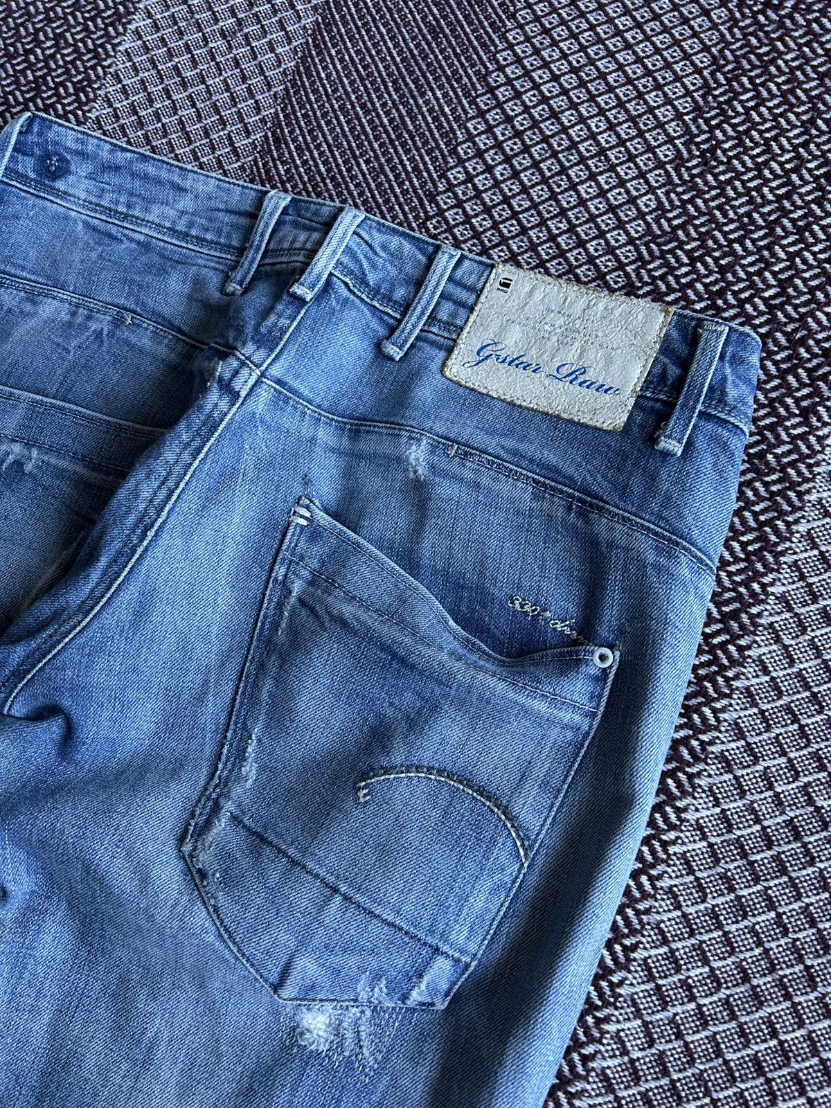 G-Star × Vintage Vintage G-star Raw Low Tapered Denim Distressed Jeans Sz 28 Size US 28 / EU 44 - 11 Thumbnail