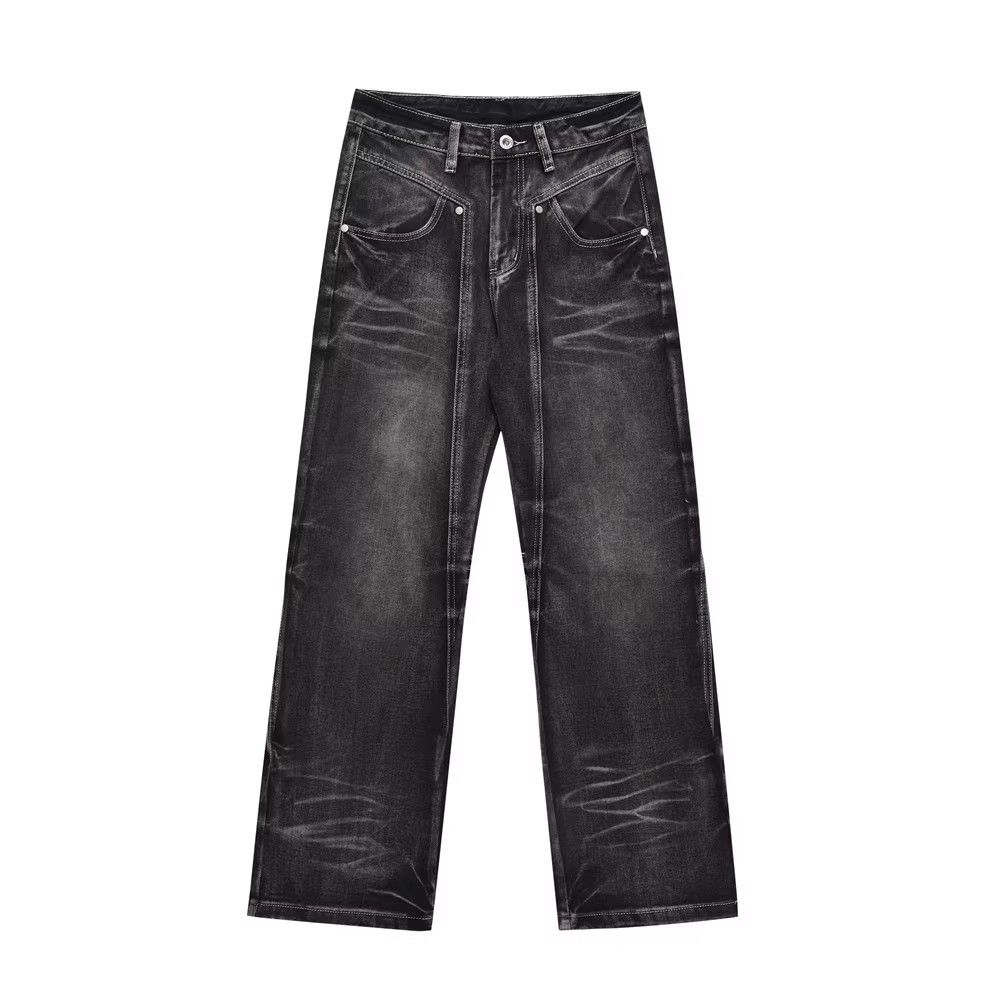 Japanese Brand × Jean Fashion personality washed distressed wide-leg jeans for men Size US 32 / EU 48 - 1 Thumbnail