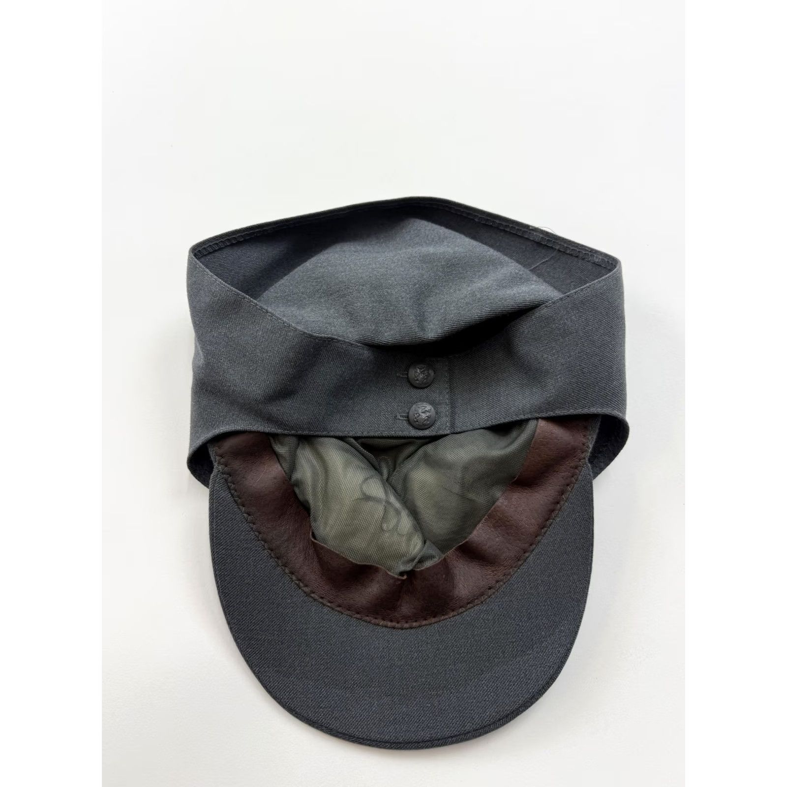 Vintage VINTAGE Army Cap Fitted 7 1/4 Gray Twill Winter Lined Ear Neck Flap 80s Hat Mens Size ONE SIZE - 6 Thumbnail