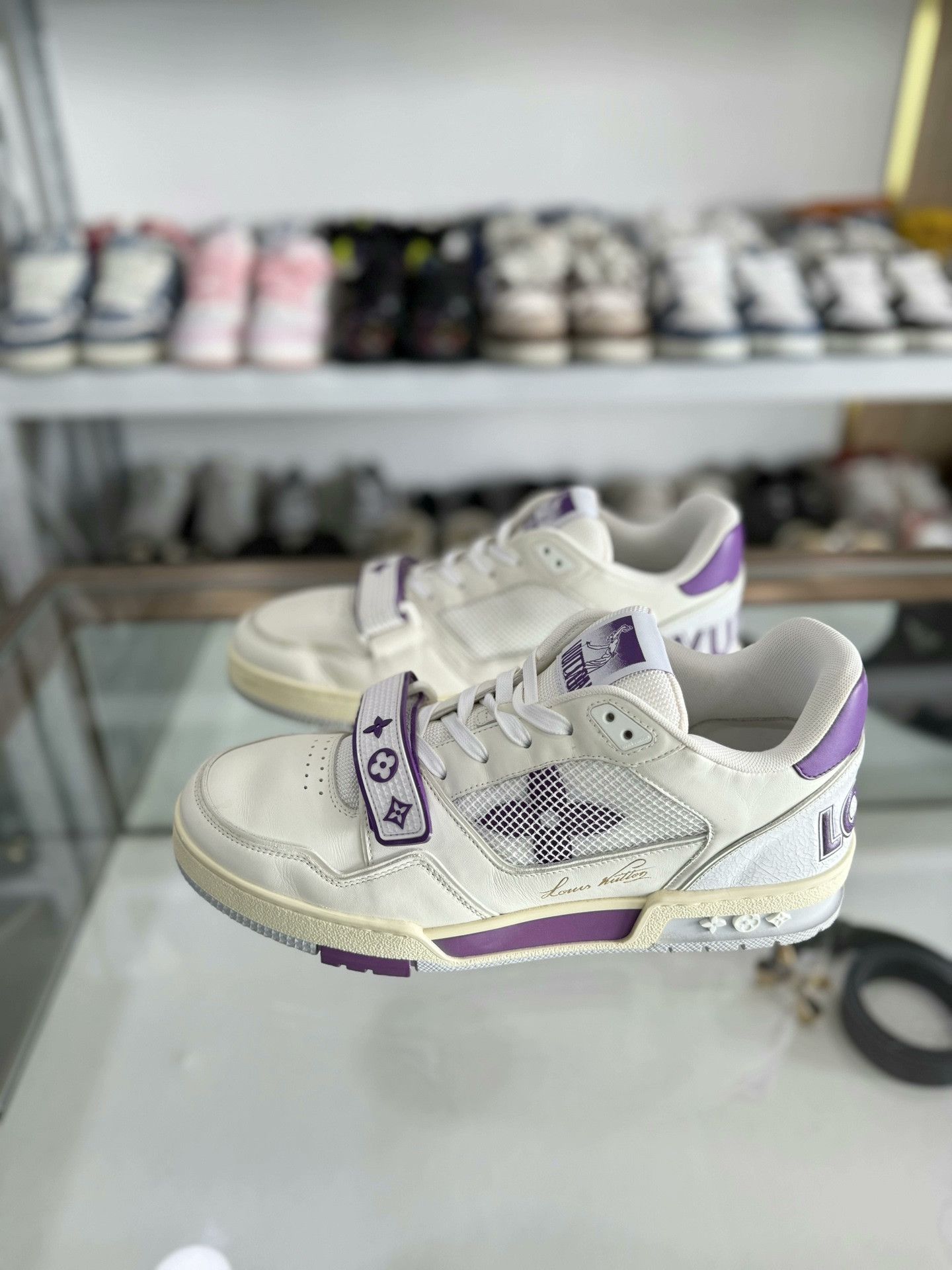 Louis Vuitton Louis Vuitton LV Trainer White Purple Velcro 42.5 Size US 9.5 / EU 42-43 - 1 Thumbnail