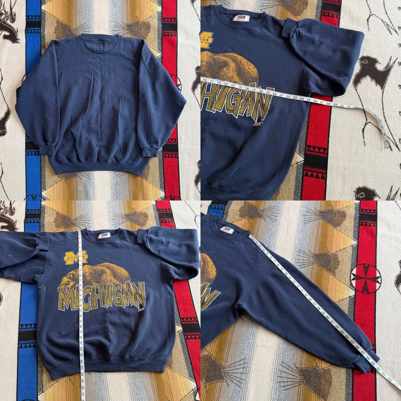 Vintage VINTAGE University Of Michigan Wolverines Crewneck Sweatshirt XL 90s Blue Mens Size US XL / EU 56 / 4 - 8 Thumbnail