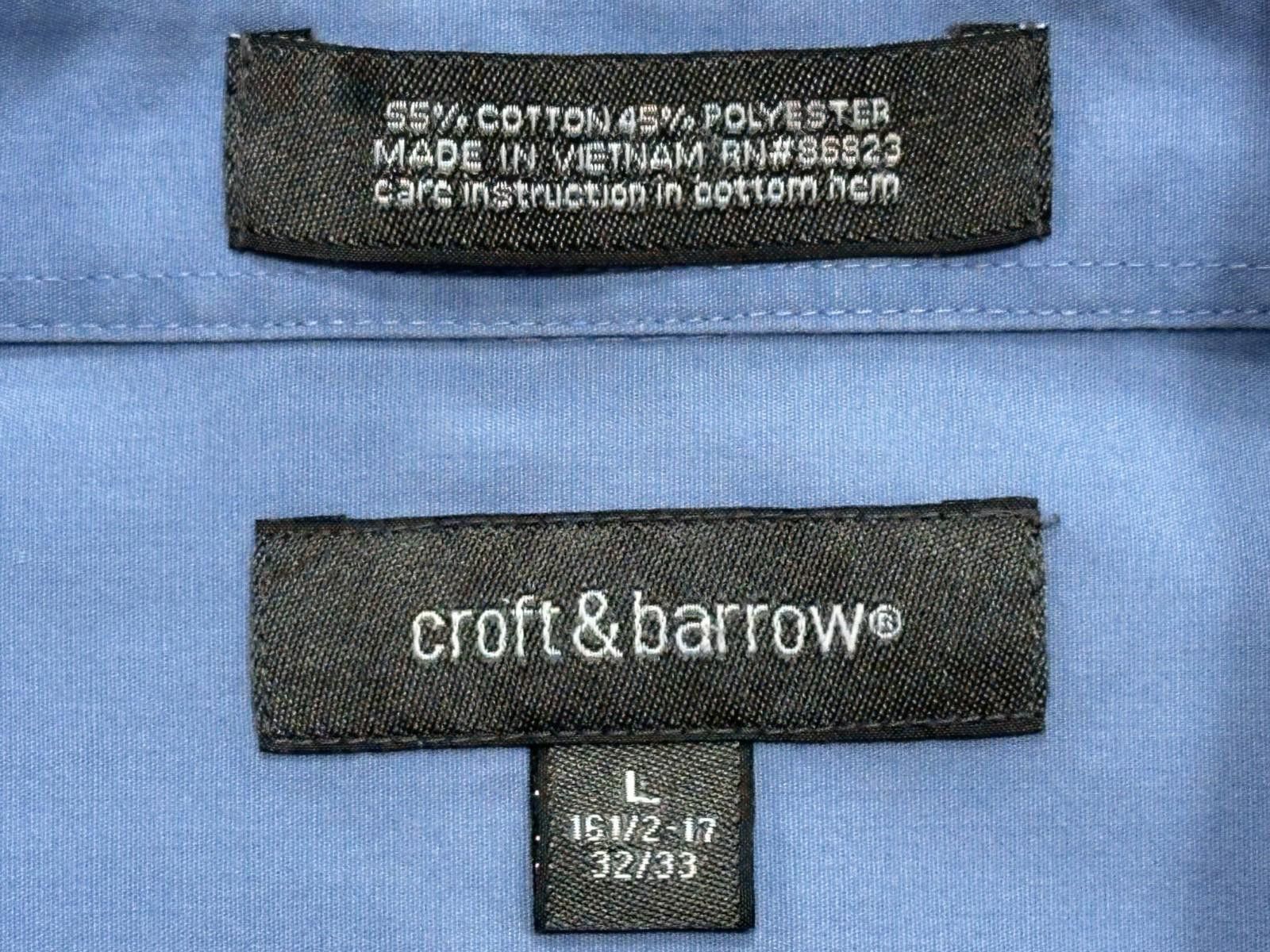 Croft & Barrow Croft Barrow Cotton/Poly Button Up Blue Mens L 16.5-17/32-33 Size US L / EU 52-54 / 3 - 5 Thumbnail