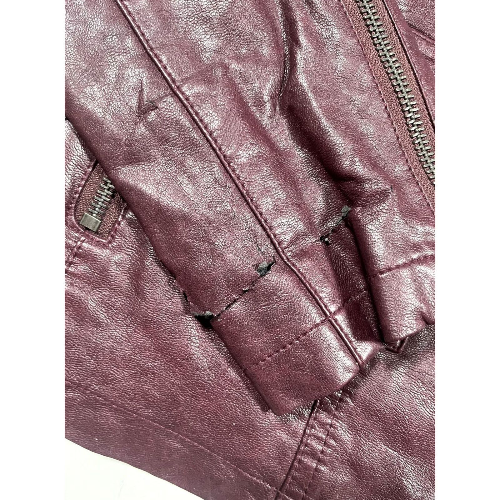 Tommy Hilfiger Tommy Hilfiger Jacket Womens Large Red Faux Leather Moto Biker Quilted Zip Short Size 36" / US 14 / IT 50 - 5 Thumbnail