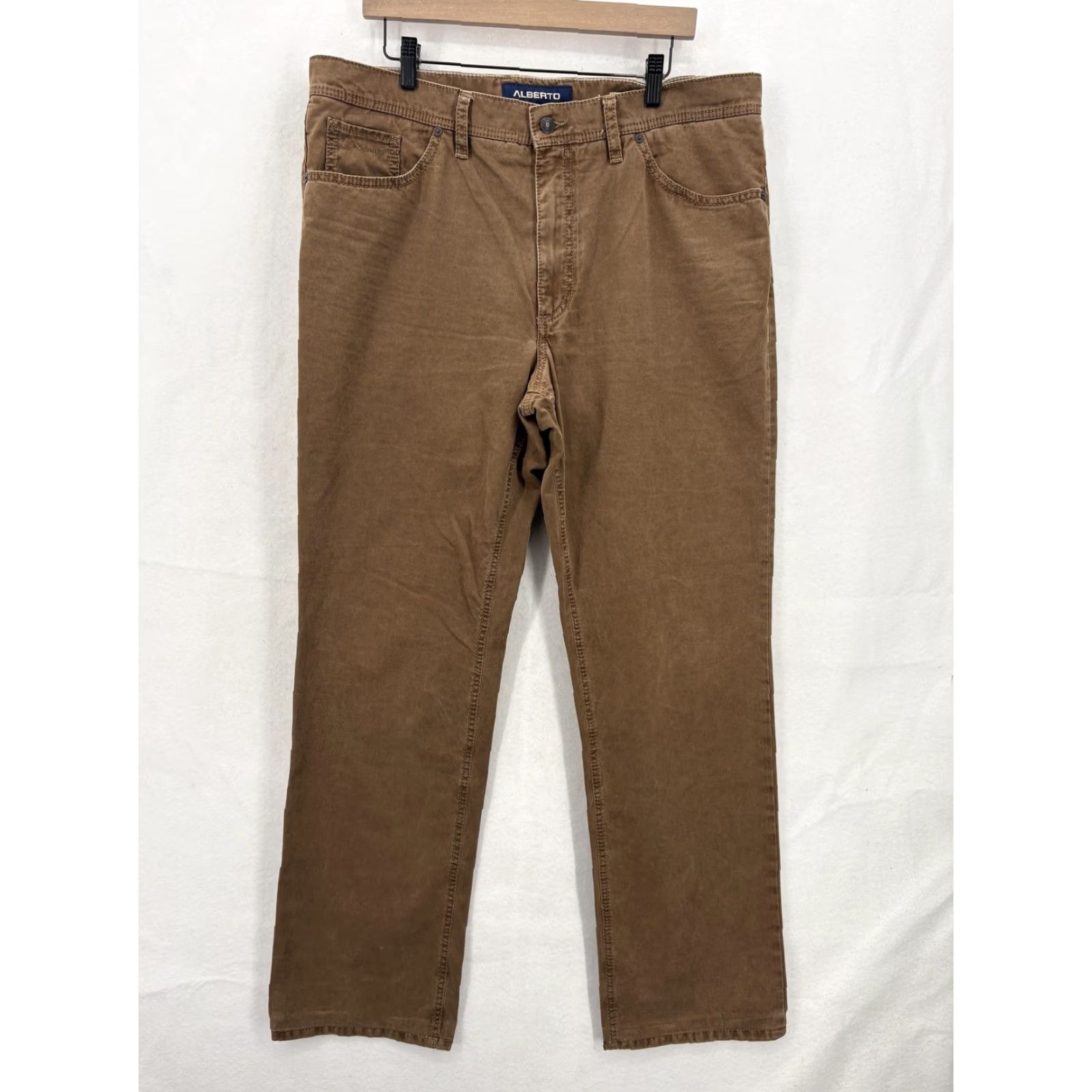 Vintage Alberto Tommy Pants Mens 38x34 Brown Comfort Fit Broken Twill Stretch 5-Pocket Size US 38 / EU 54 - 2 Thumbnail