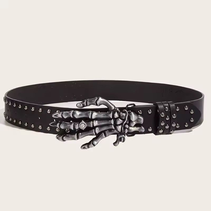 Cowboy Equipment 105 Cm Skaleton Hand PU Leather Belt Size ONE SIZE - 3 Thumbnail