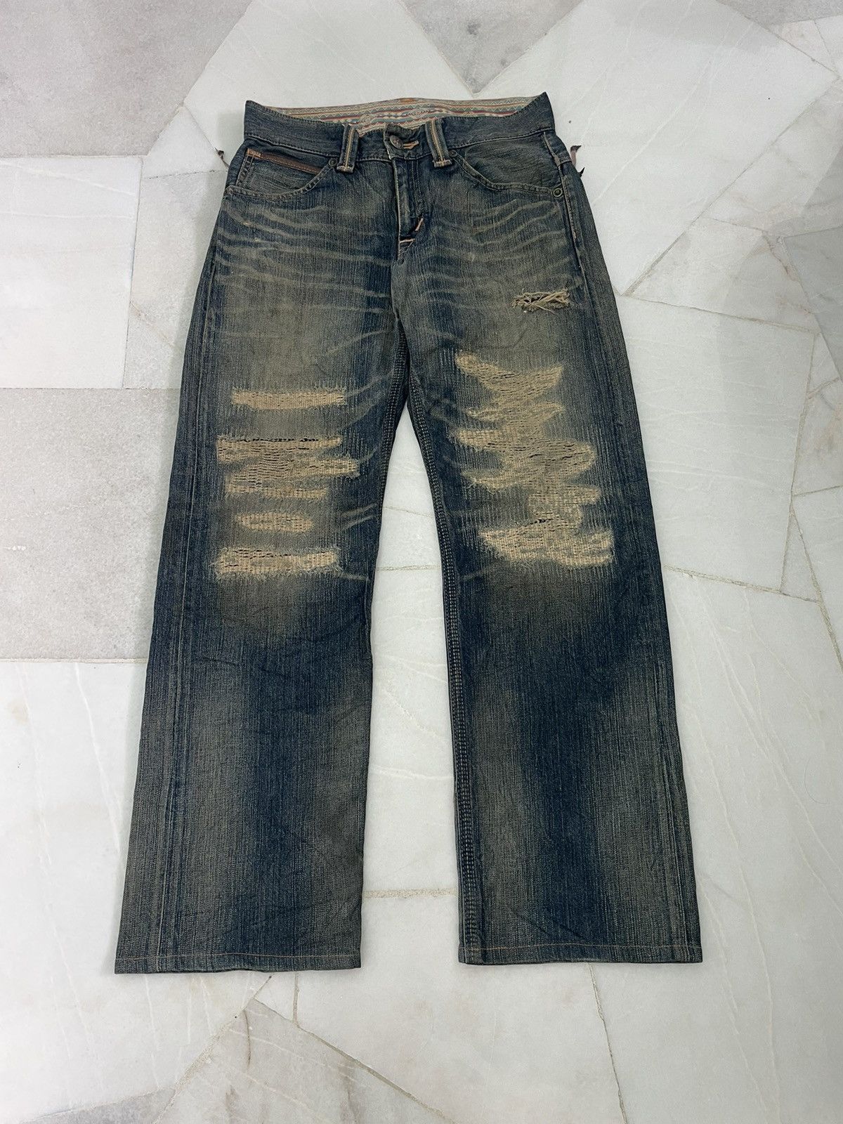 Vintage Edwin Distressed & Repair Rusty Denim Jeans