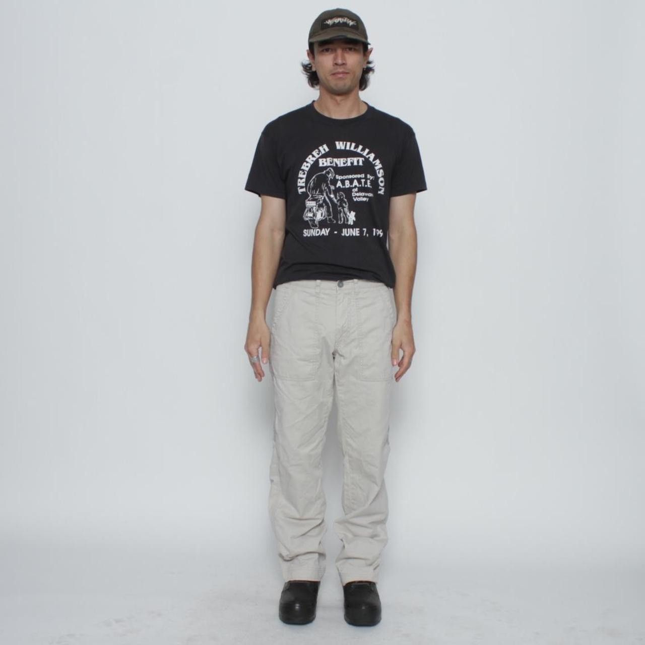 Vintage CREAM SIDE STRIPE DETAIL PANTS WITH BACK GRAPHIC BY GAUDI Size US 30 / EU 46 - 3 Thumbnail