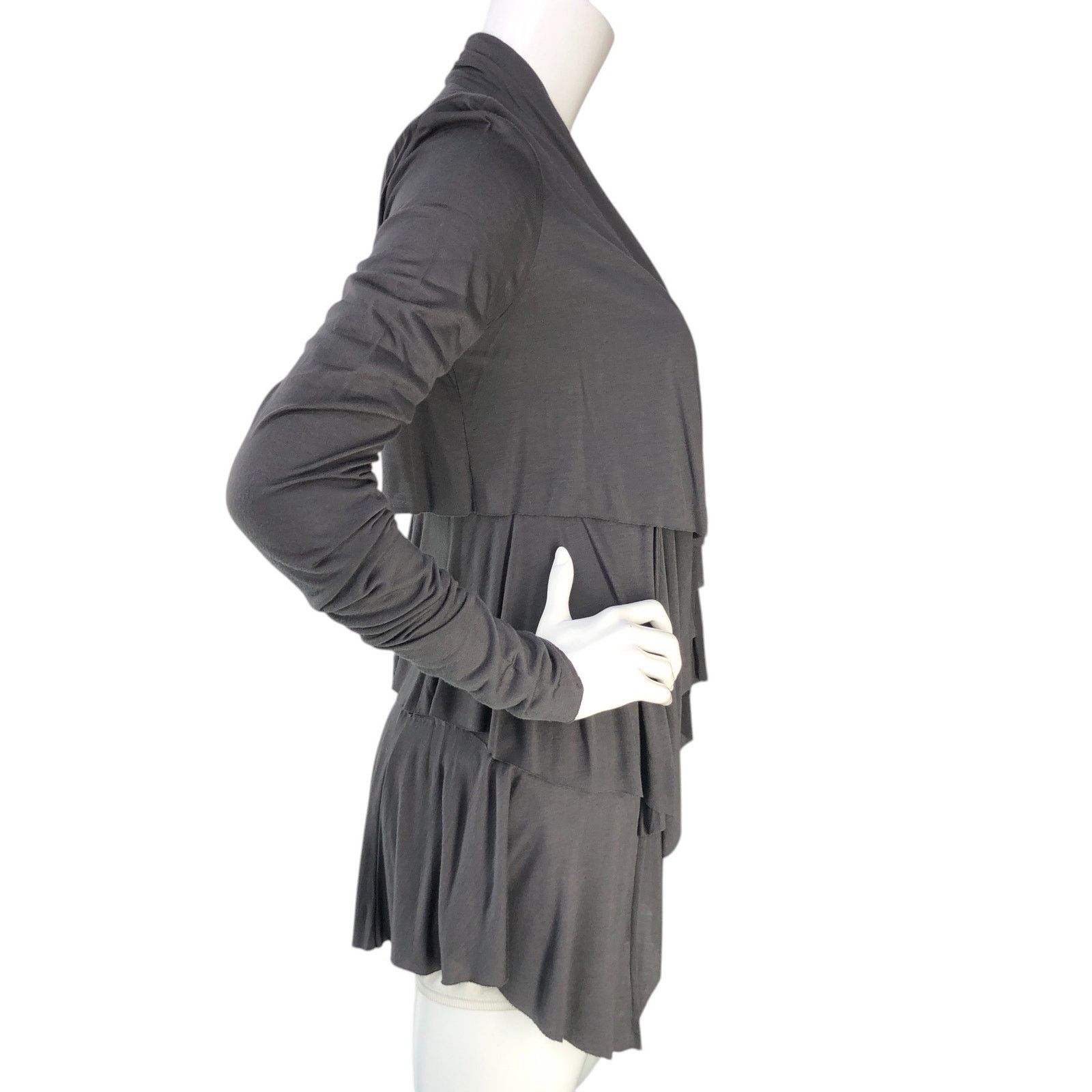 Bailey 44 Bailey 44 Size S Cardigan Open Tiered Ruffle Gray USA MADE Size S / US 4 / IT 40 - 9 Thumbnail