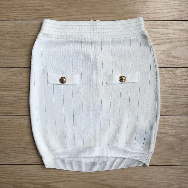 Balmain Balmain White Cotton Women's Skirt 0089 Size 23" - 1 Thumbnail