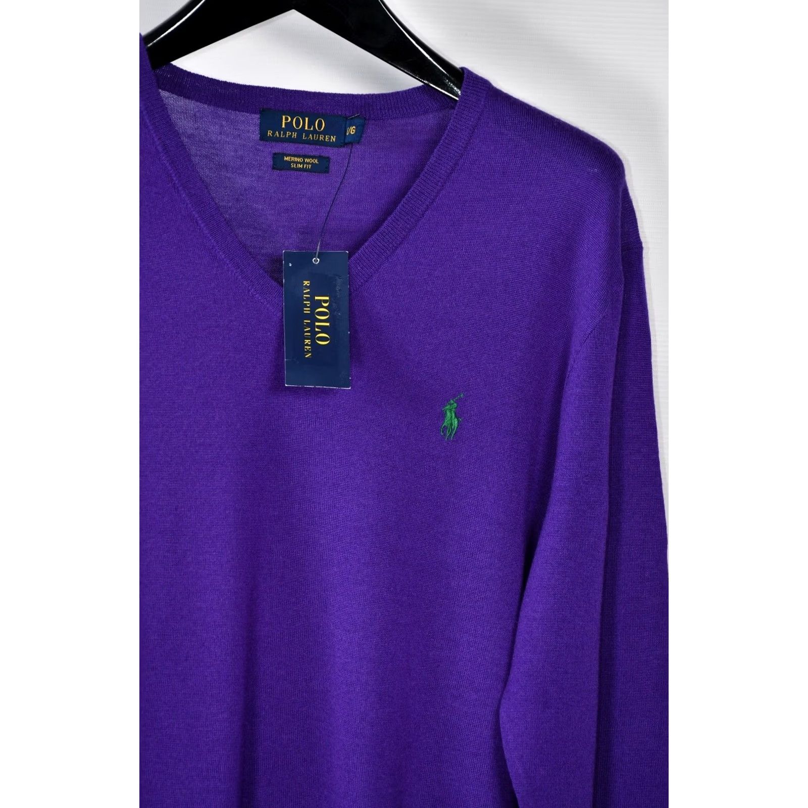 Polo Ralph Lauren Polo Ralph Lauren Sweater Shirt V-Neck Slim Wool L Purple Men Regular Size L Size US L / EU 52-54 / 3 - 7 Thumbnail