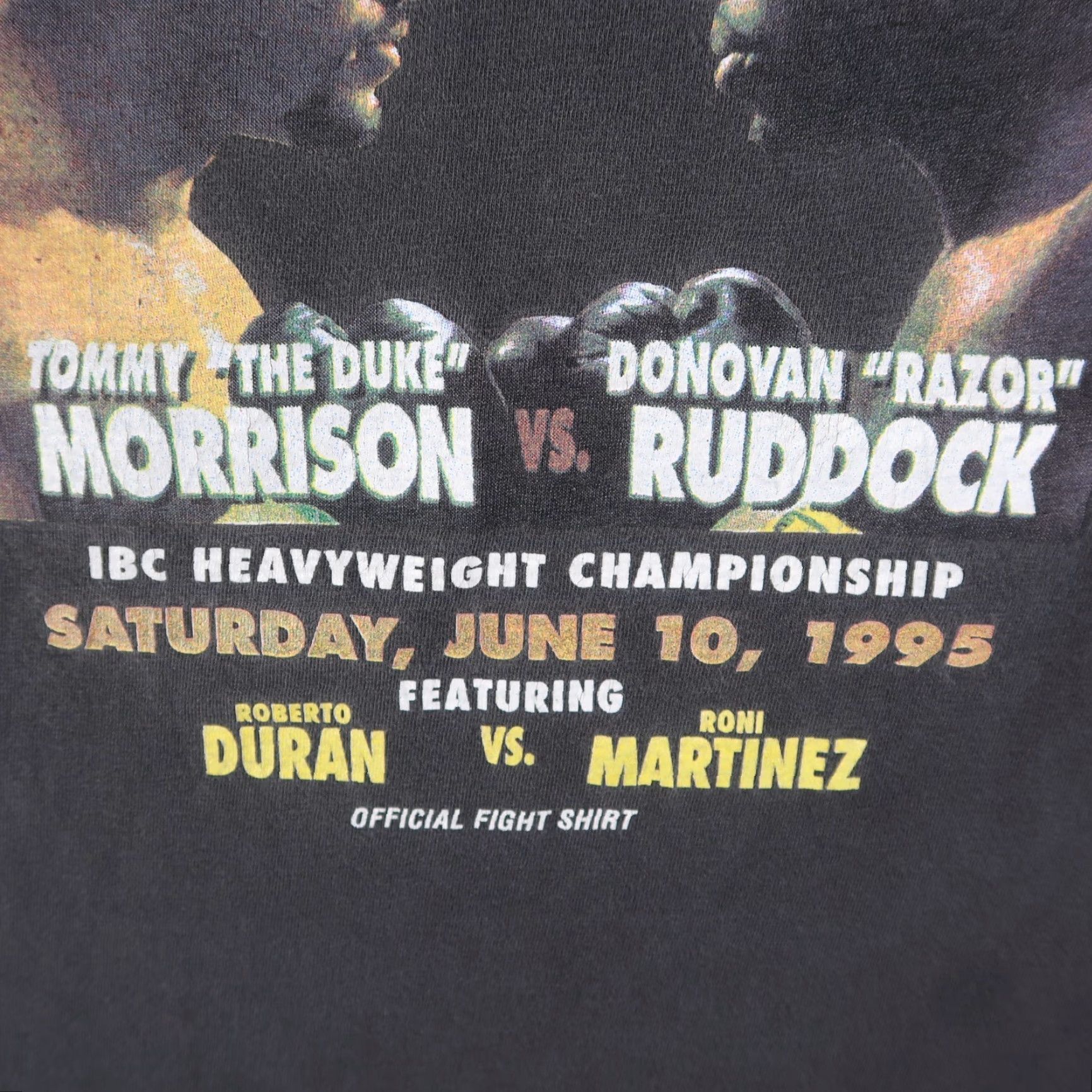 Hanes VINTAGE Tommy Morrison Donovan Ruddock IBC Heavyweight Championship Shirt XL Hanes Graphic Tee Black 1990s Mens Size US XL / EU 56 / 4 - 5 Thumbnail