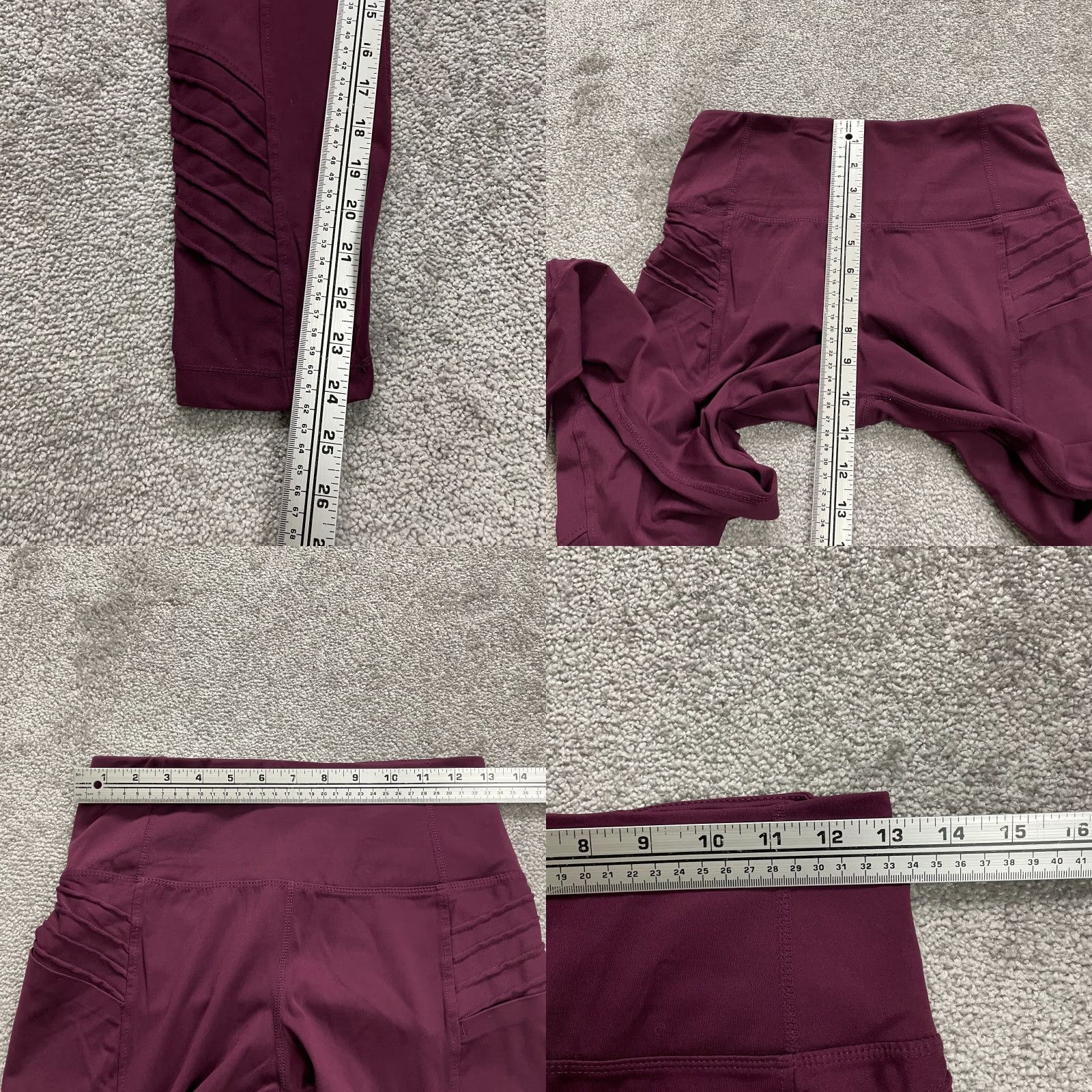 Vintage Member's Mark Leggings Womens Cropped Active M Maroon 26x24 Yoga Athletic Size 32" / US 10 / IT 46 - 8 Thumbnail
