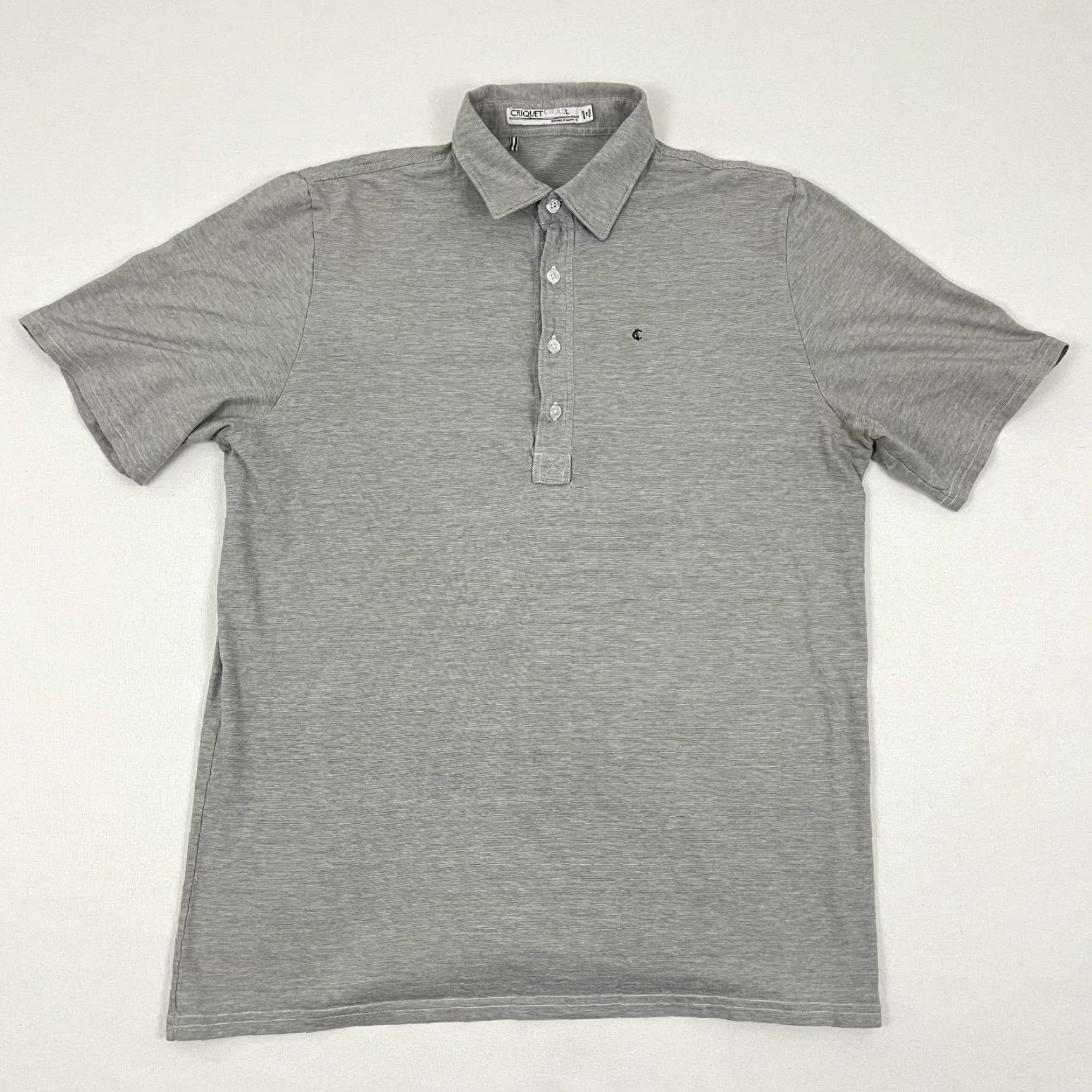 Vintage Criquet Polo Shirt Men Large Heather Gray Knit Organic Cotton Casual Preppy Golf Size US L / EU 52-54 / 3 - 2 Thumbnail