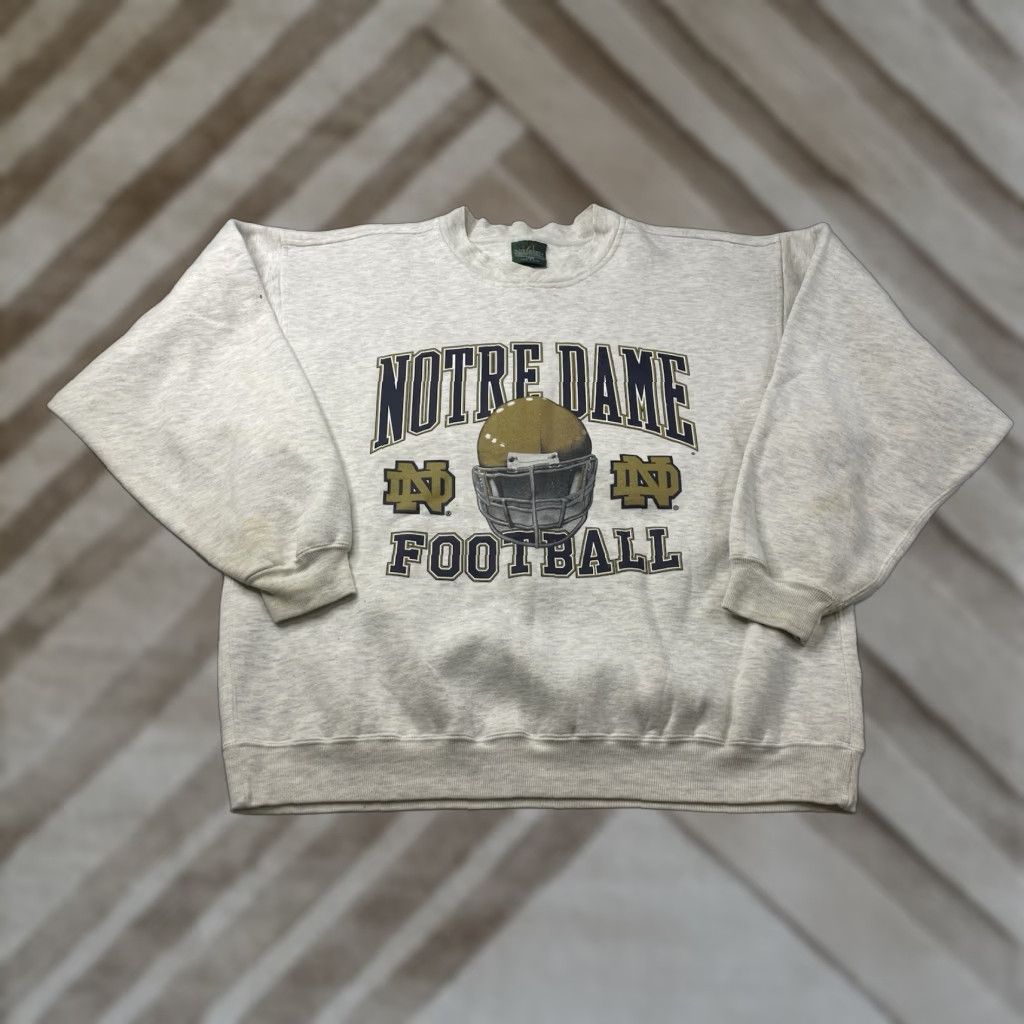 Vintage VINTAGE Notre Dame Football Sweatshirt Mens Large Gray College University Sweatshirt Size US L / EU 52-54 / 3 - 1 Thumbnail